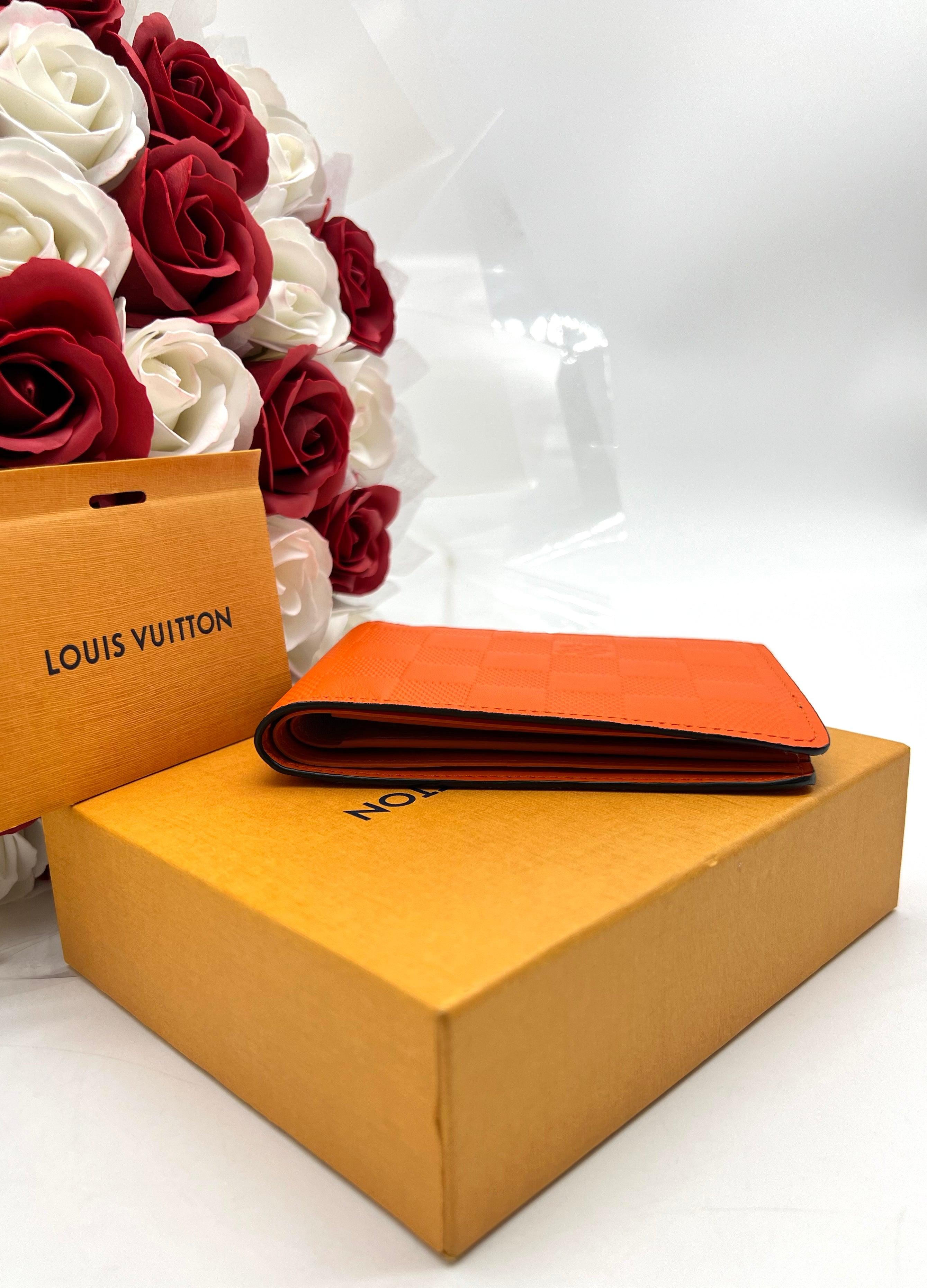 Louis Vuitton Orange Damier Infini Leather Slender Wallet - Reeluxs 