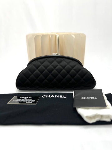 CHANEL Quilted Satin Timeless Clutch