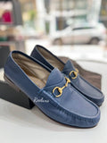 GUCCI Blue Leather Horsebit Loafer