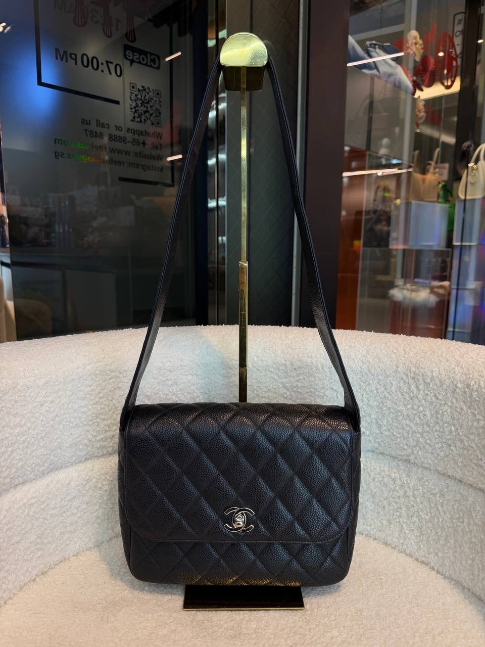 Chanel Classic Flap bag in black caviar leather
