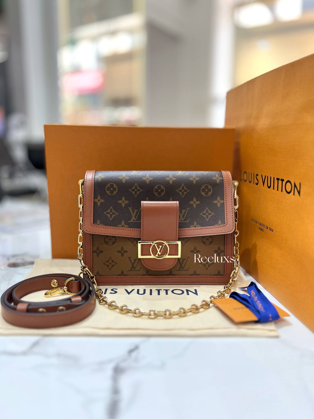 2024 Micrcochip NFC FULL SET LOUIS VUITTON LV Dauphine MM Other Monogram Canvas Shoulder Bag