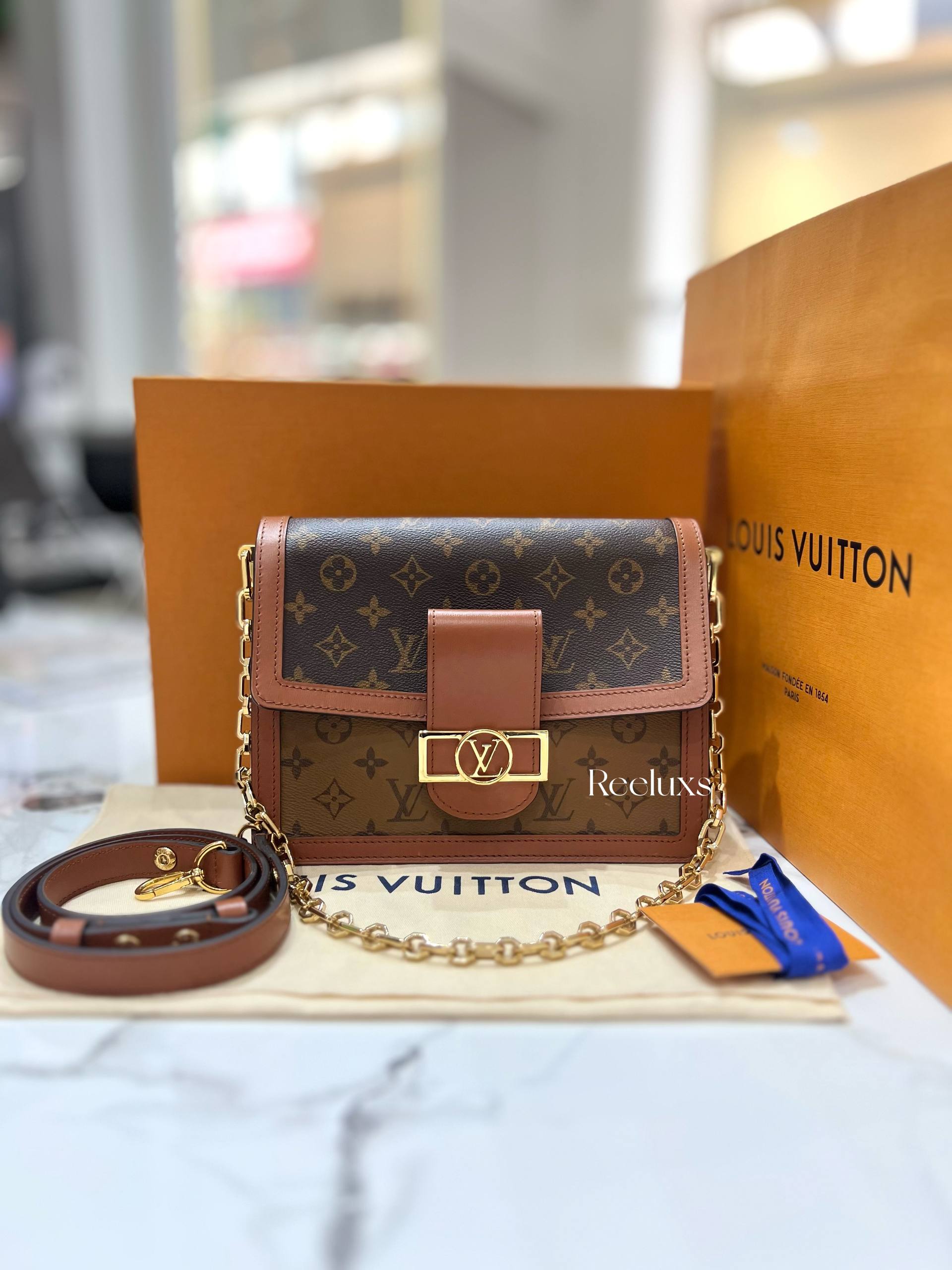 2024 Micrcochip NFC FULL SET LOUIS VUITTON LV Dauphine MM Other Monogram Canvas Shoulder Bag