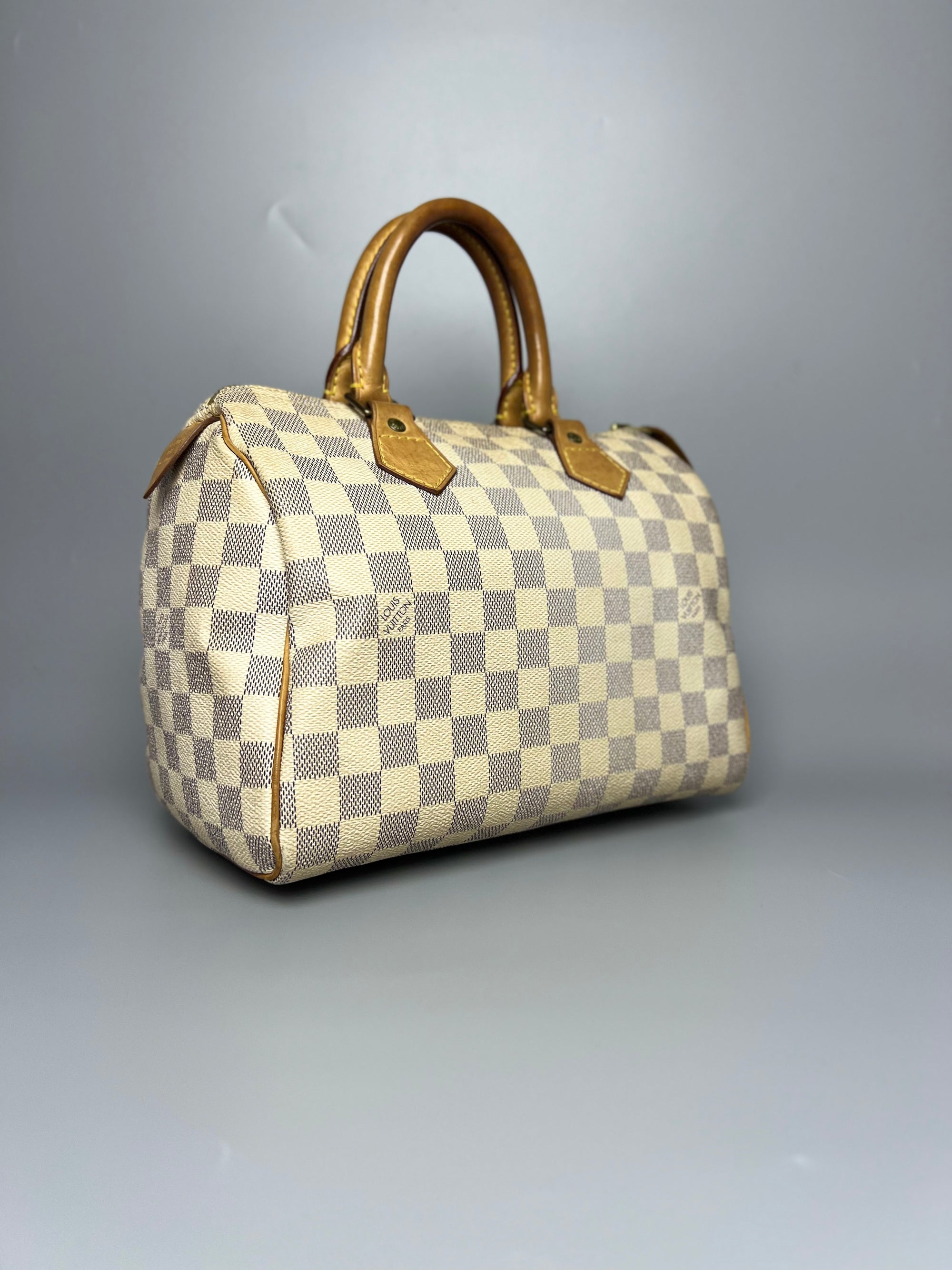 LOUIS VUITTON Speedy 25 White Damier Azur Bandoliere Handbag For Lady - Reeluxs 