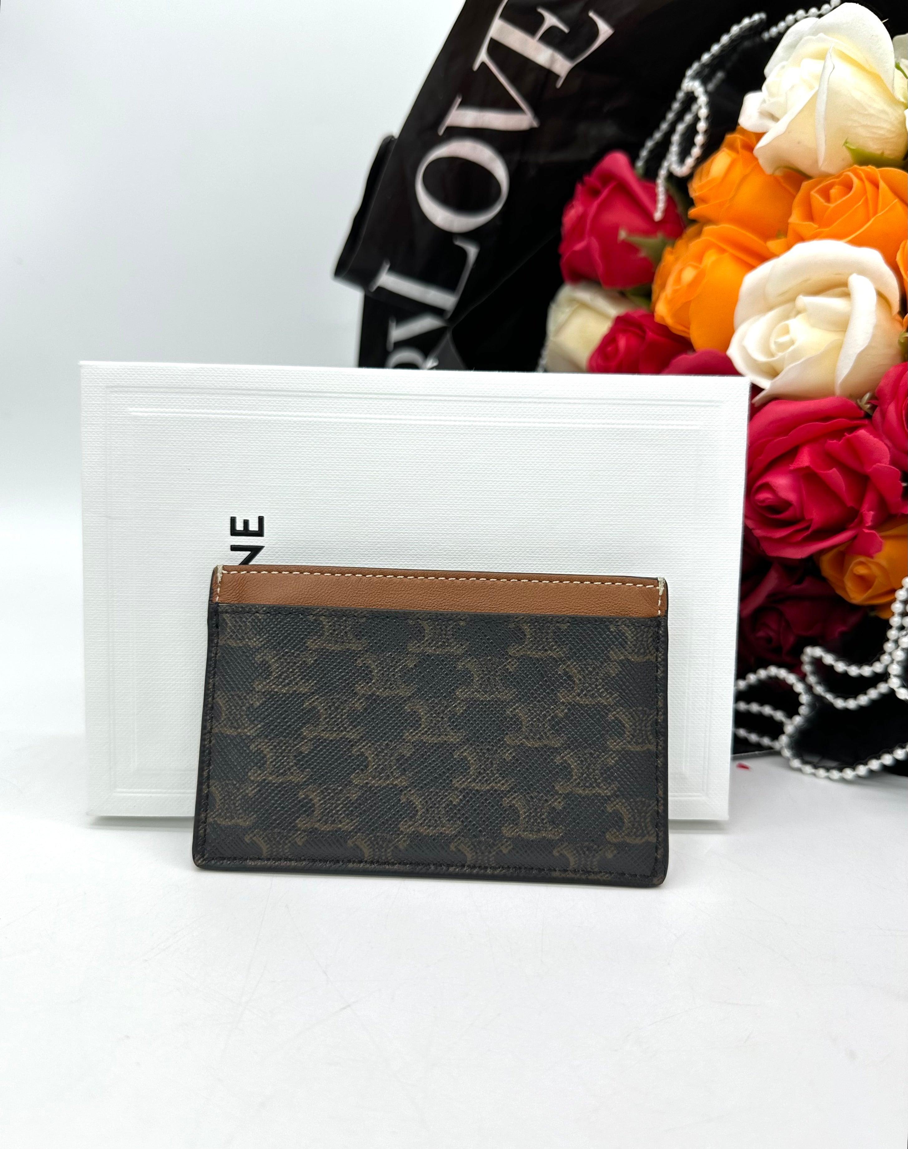 CELINE Card Holder In
TriompheCanvas With CELINE Print Tan - Reeluxs 