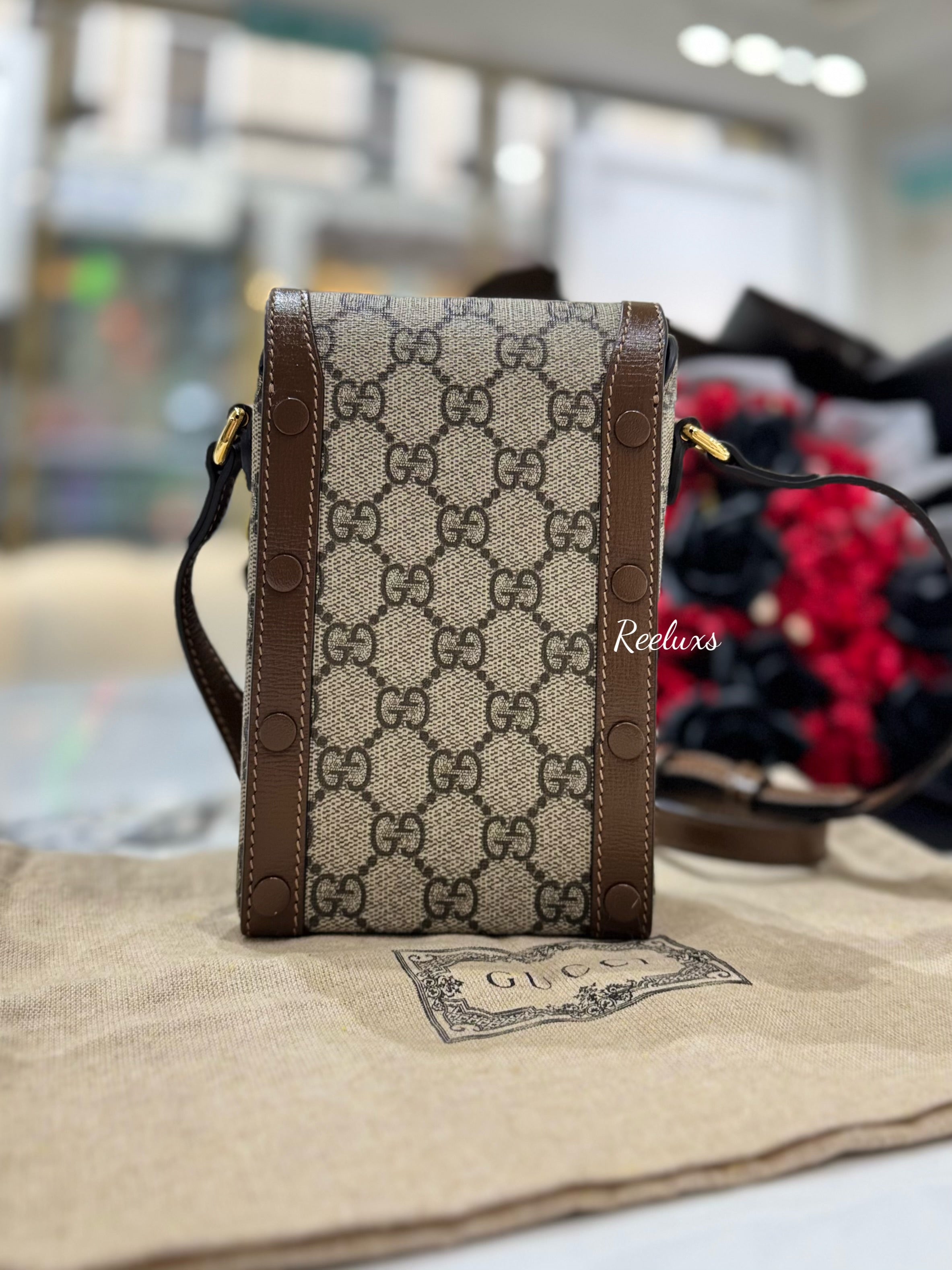 GUCCI Horsebit Mini Bag GG Supreme Monogram Crossbody Bag