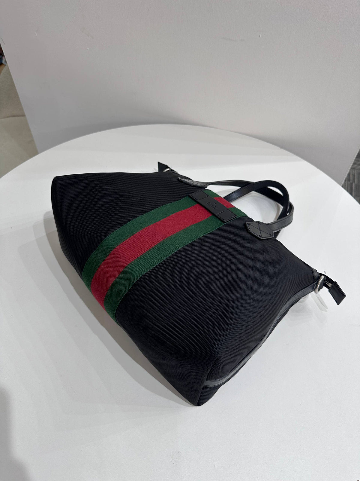 GUCCI Techno Canvas Web Top Handle Shoulder Bag in Black