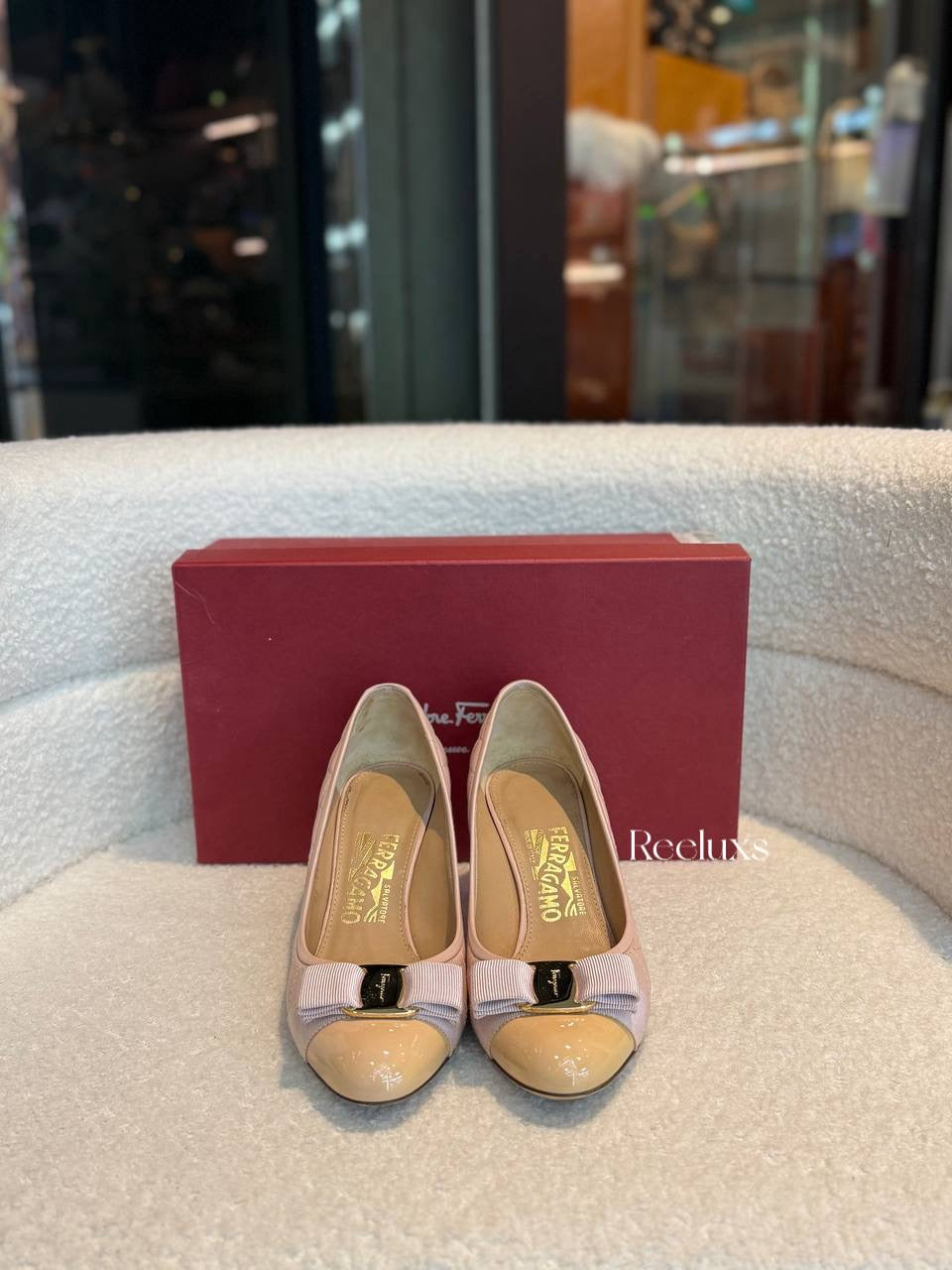 Salvatore Ferragamo Varina Bow Quilted Ballet Flats In Nude Flesh