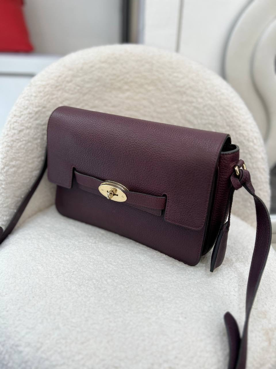 MULBERRY Bayswater Shoulder in Aubergine Grainy Calf Leather