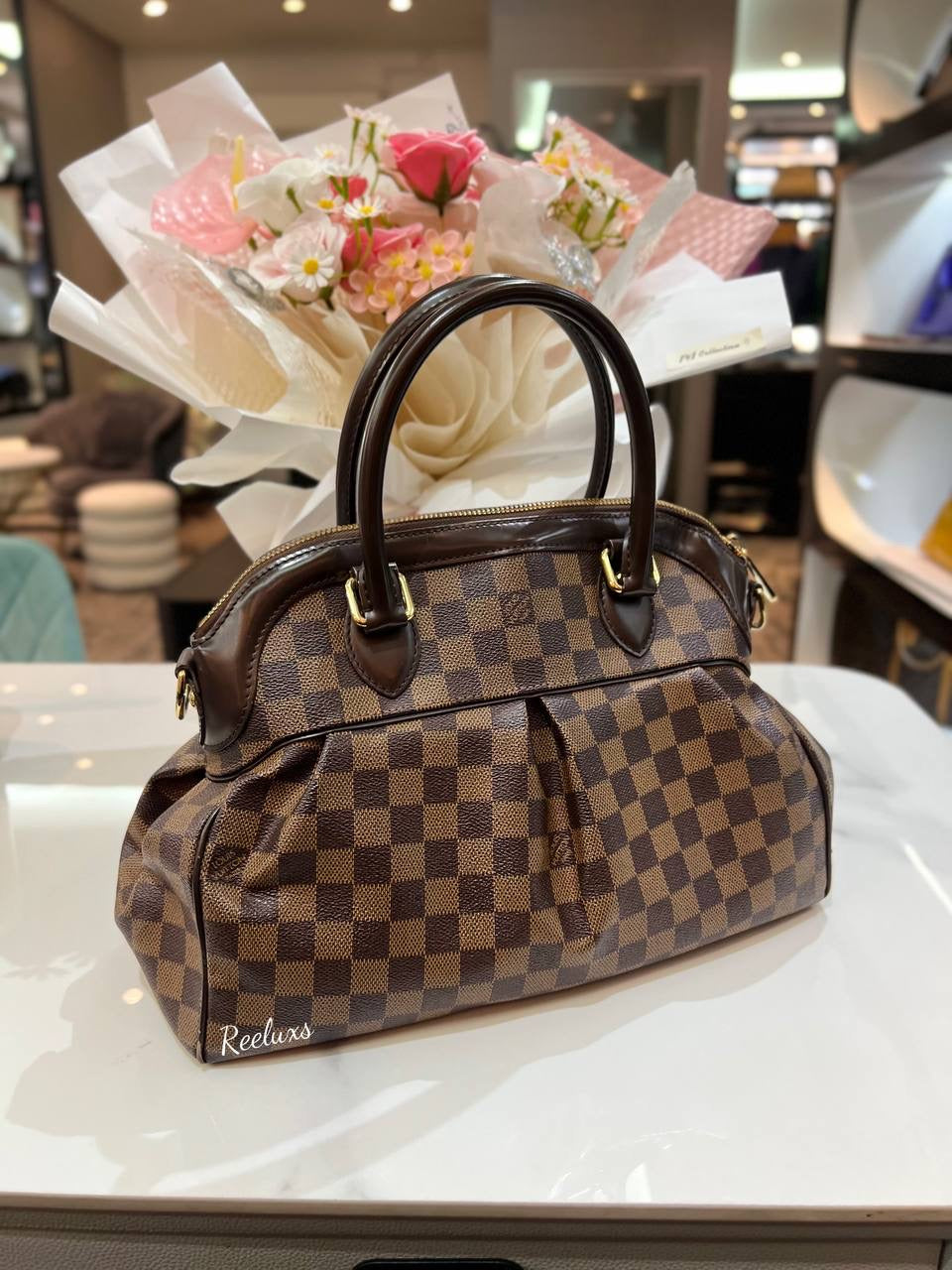 LOUIS VUITTON LV  Trevi Hand Bag damier PM Brown 2 Way Satchel Crossbody Bag