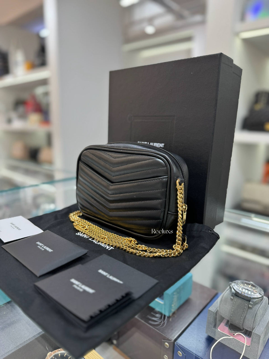 YSL SAINT LAURENT Mini Lou Camera Bag In Quilted Leather