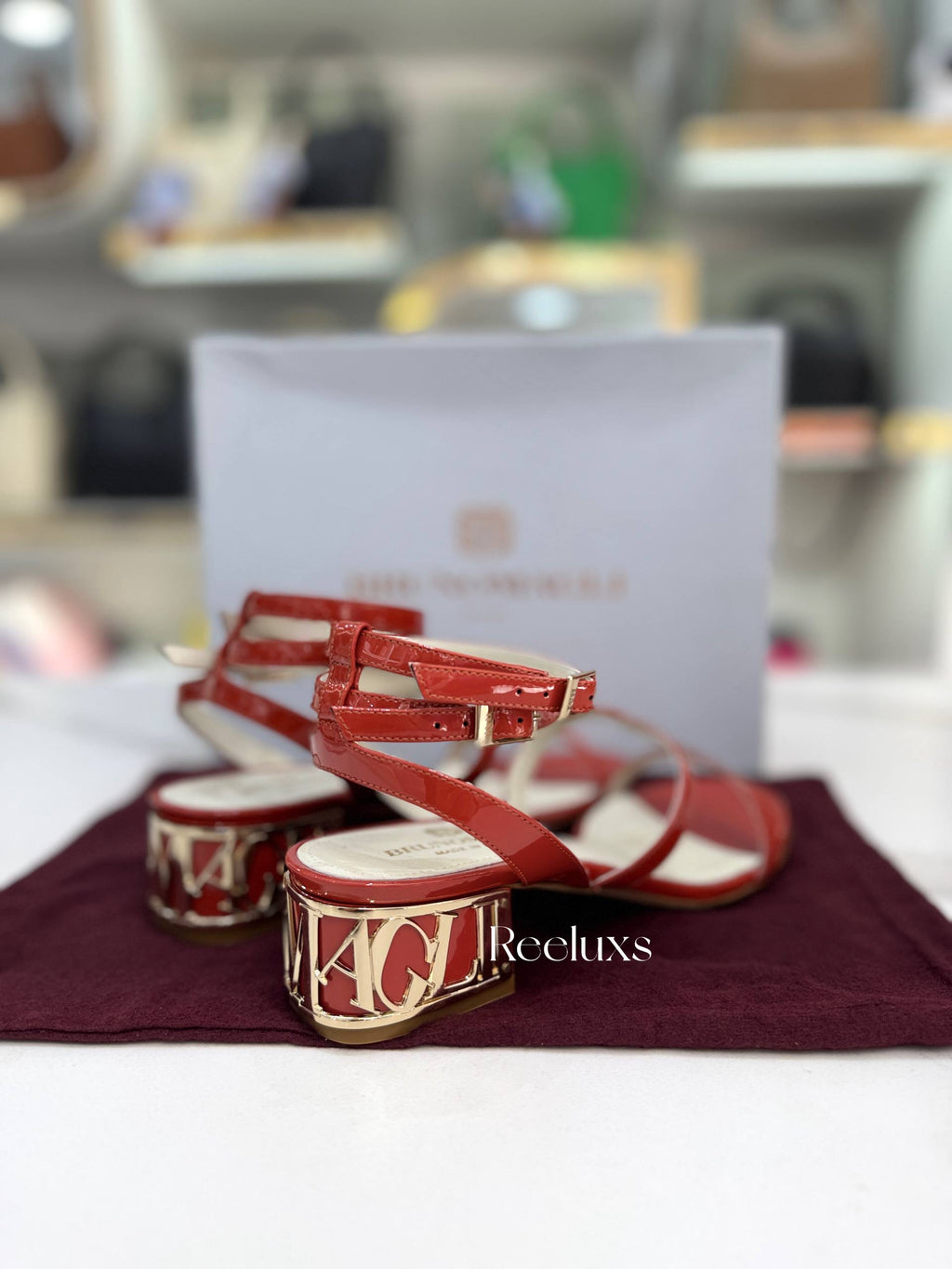 BRUNO MAGLI Red Patent Leather Strappy High-heel Sandals