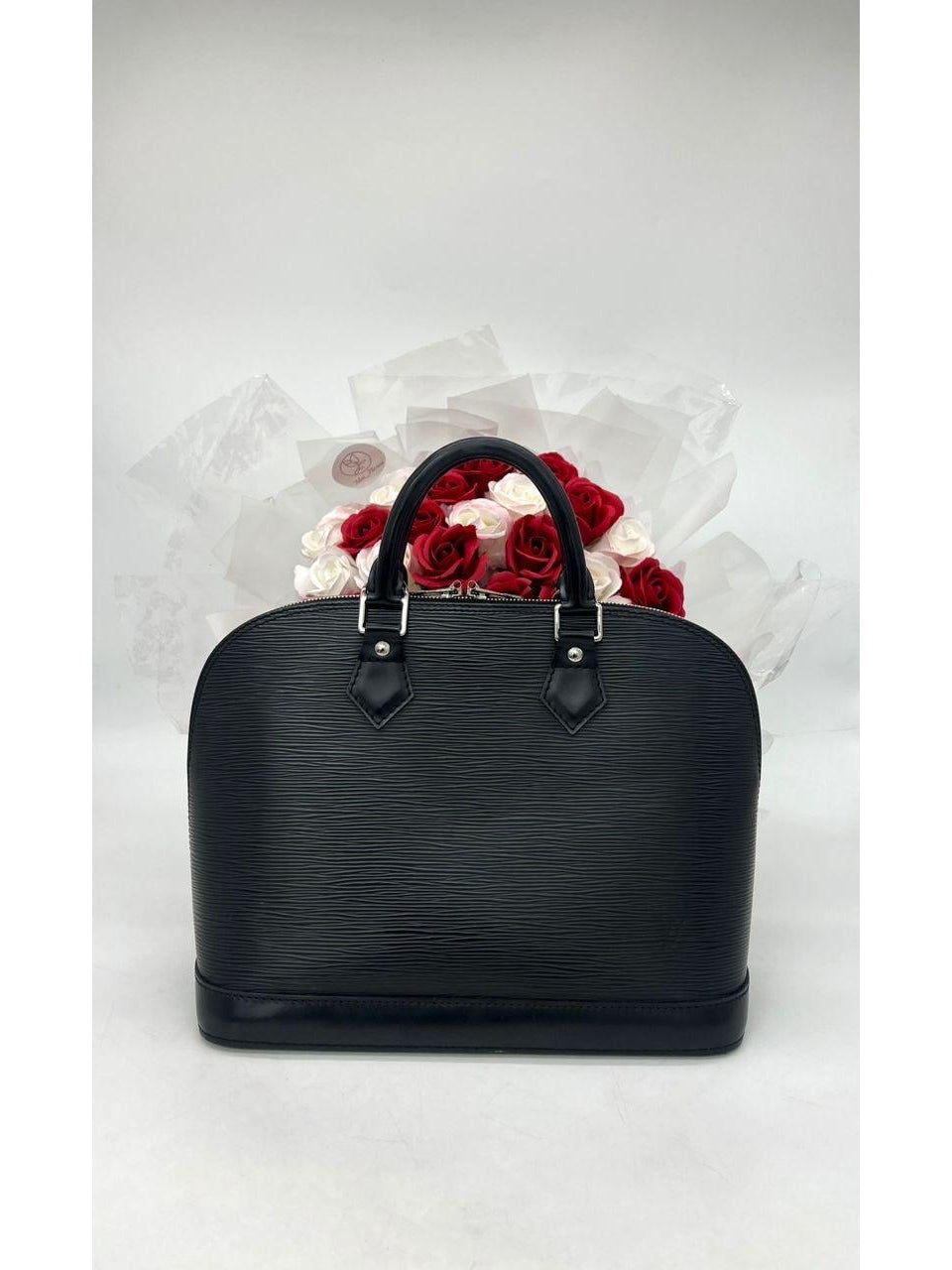 Louis Vuitton Alma MM Black Epi Leather Satchel Handbag - Reeluxs 