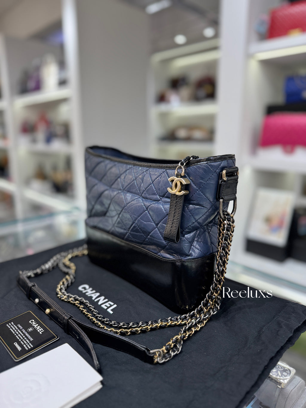 CHANEL Gabrielle Hobo Bag Navy Blue