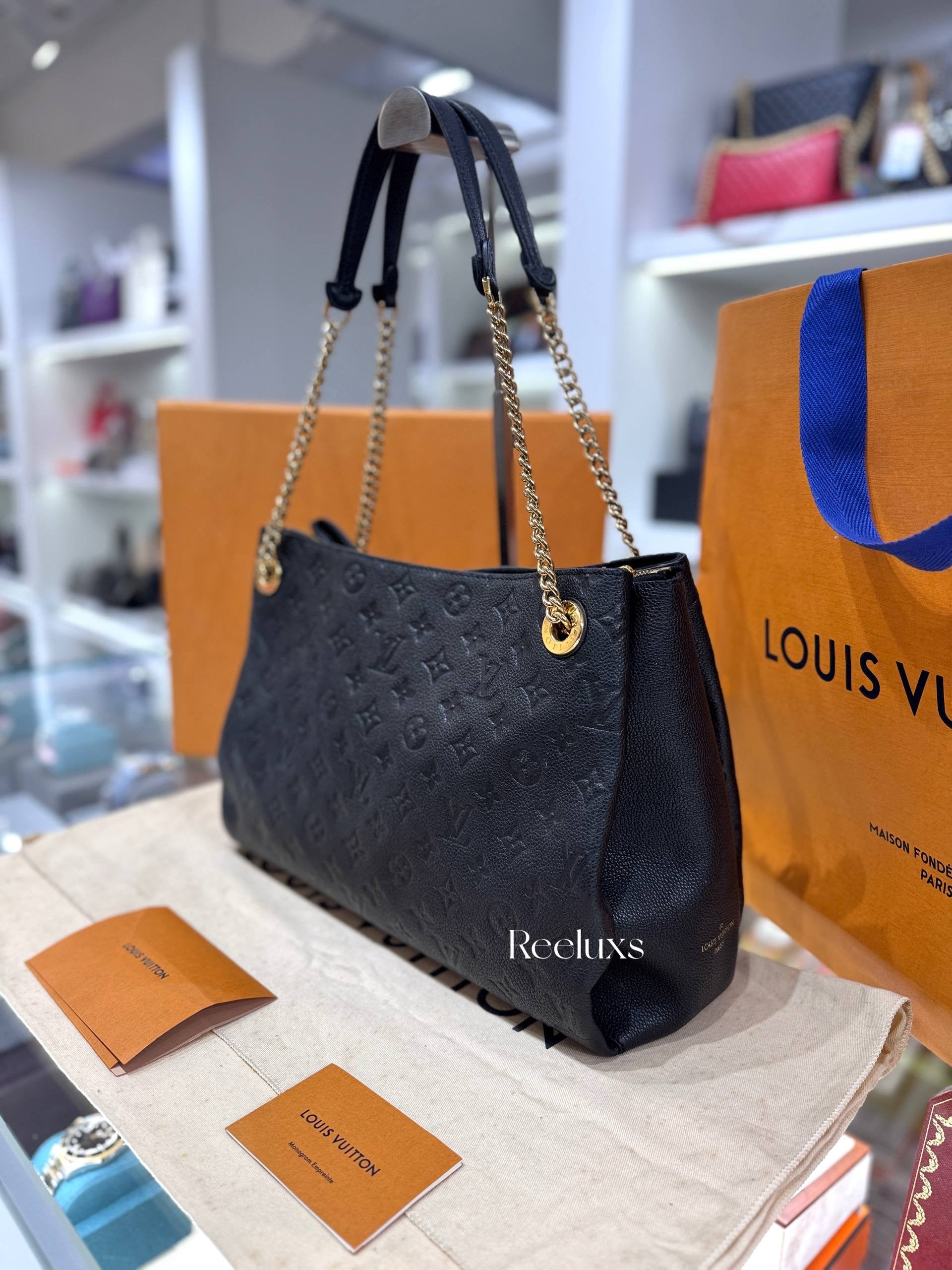 Full Set LOUIS VUITTON Black Monogram  Empreinte Leather Surene MM Bag