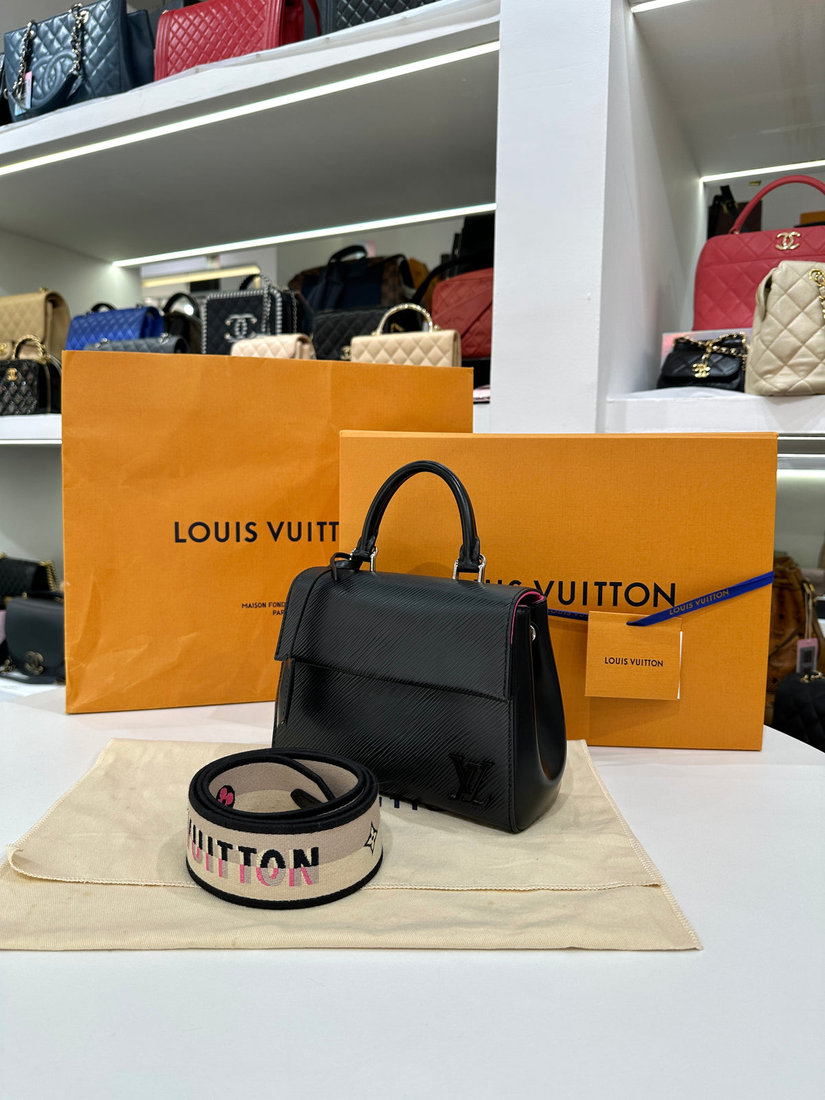 LOUIS VUITTON LV Cluny Mini in Black Epi Leather