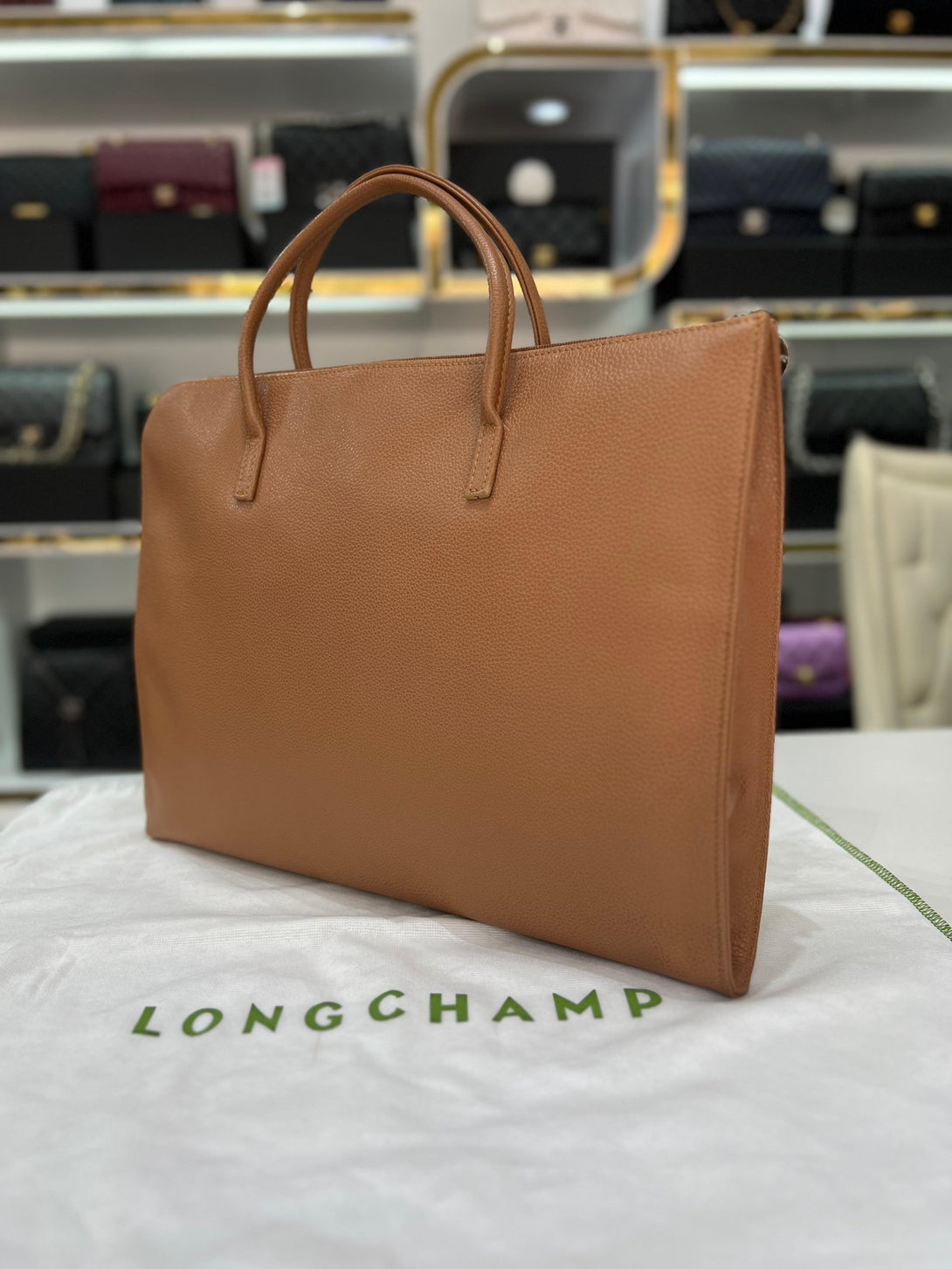 LONGCHAMP As New Brown Leather Business Briefcase Unisex Bag - Reeluxs 