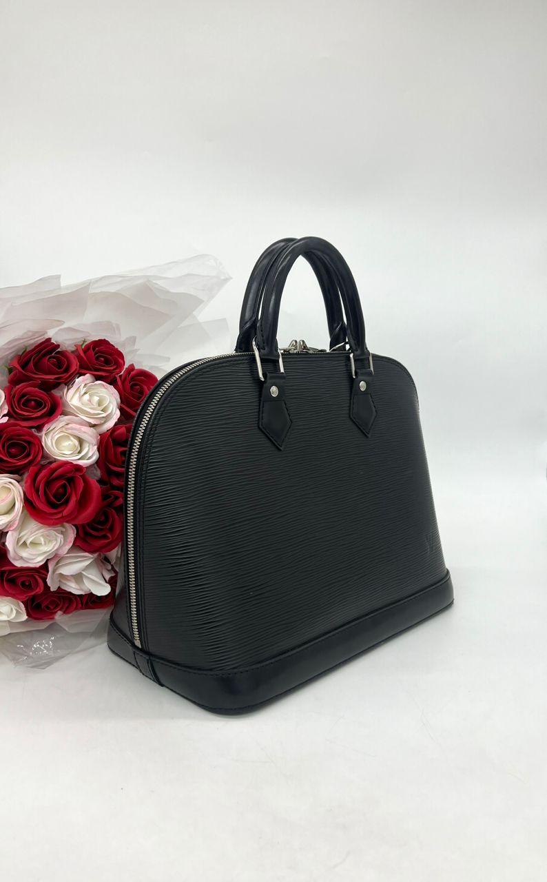 Louis Vuitton Alma MM Black Epi Leather Satchel Handbag - Reeluxs 