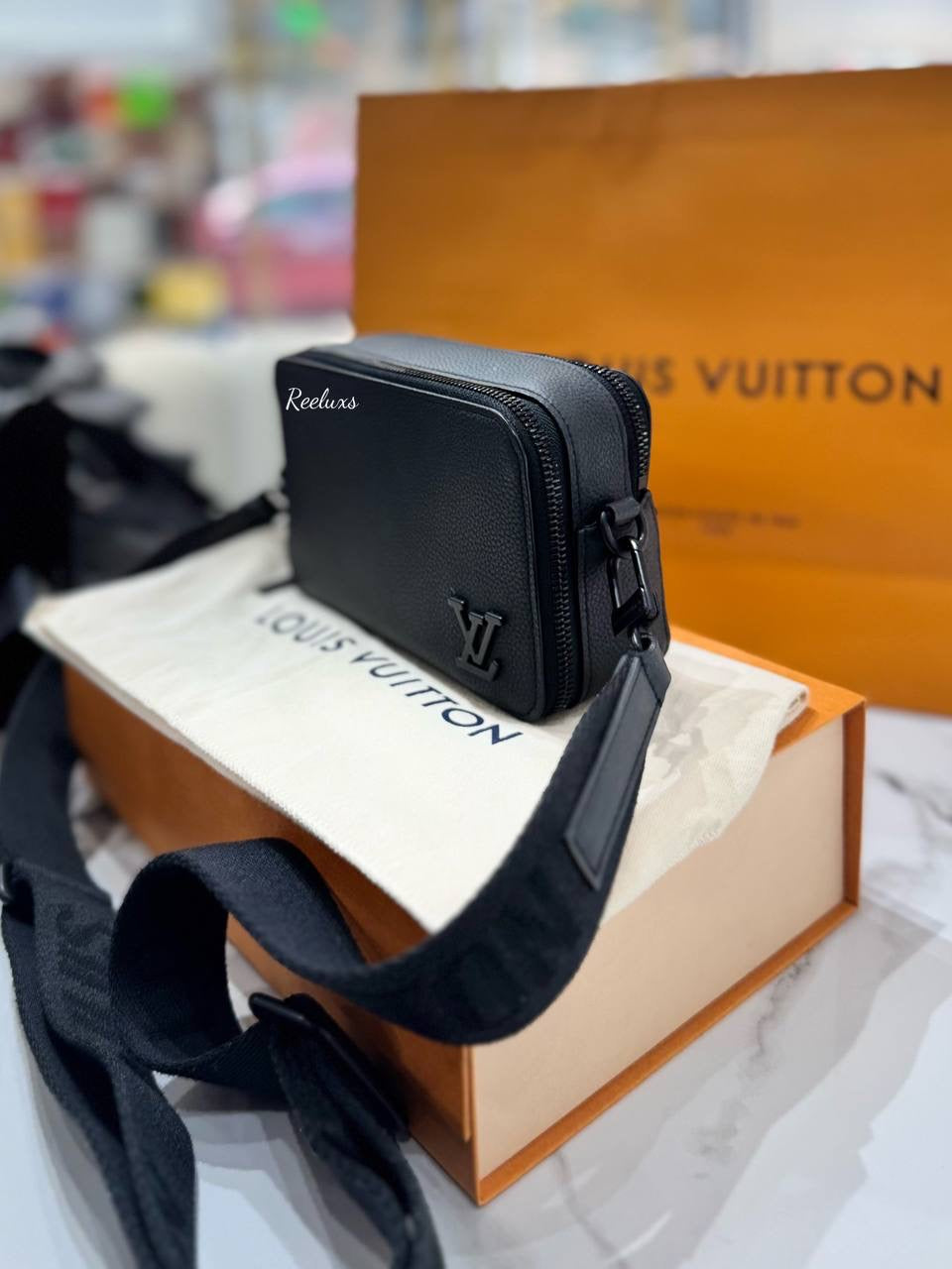 FULL SET LOUIS VUITTON LV Alpha Wearable Wallet Black Crossbody