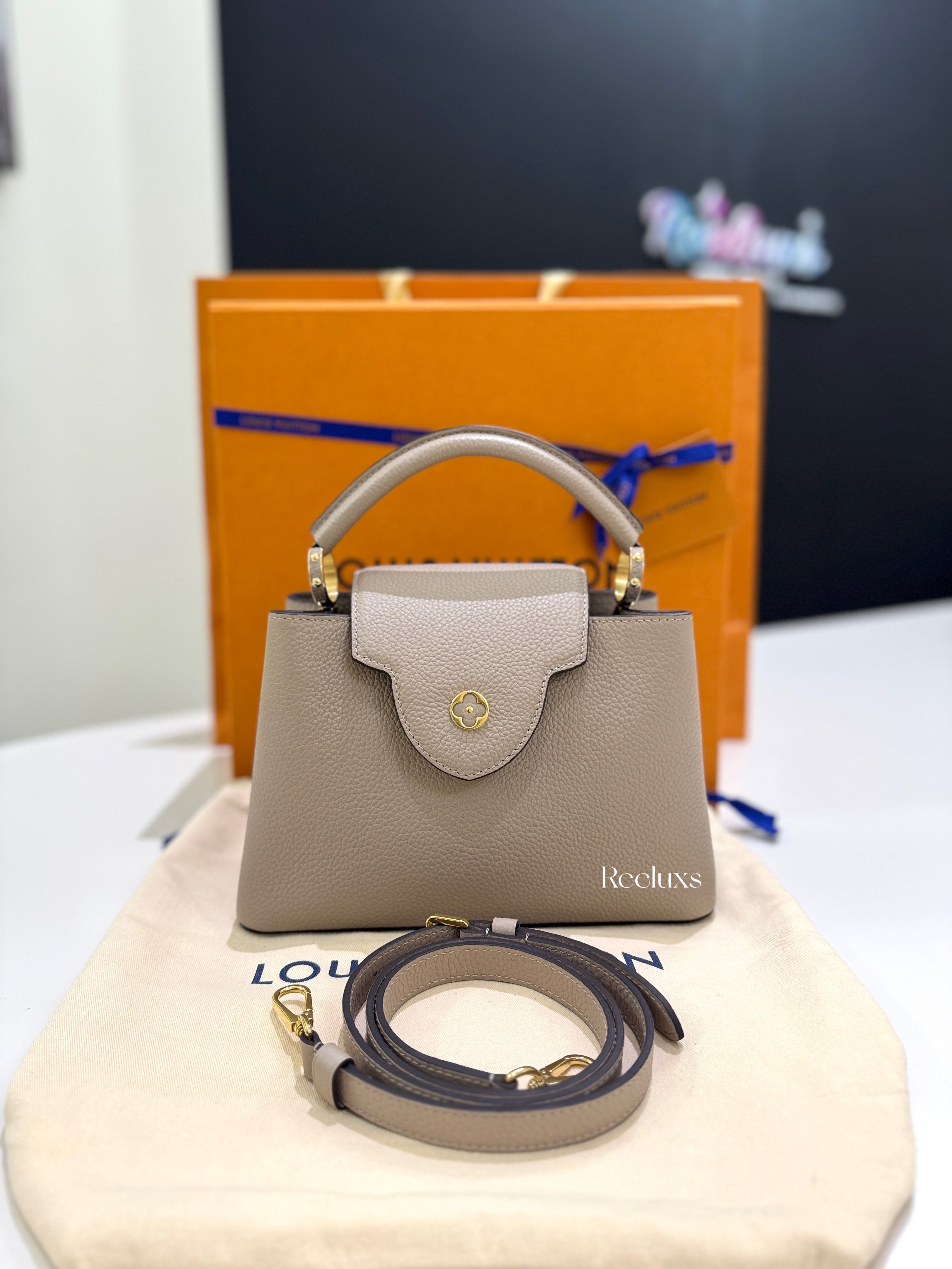 LOUIS  VUITTON LV Capucines BB Bag In Galet Colour With Gold - Tone