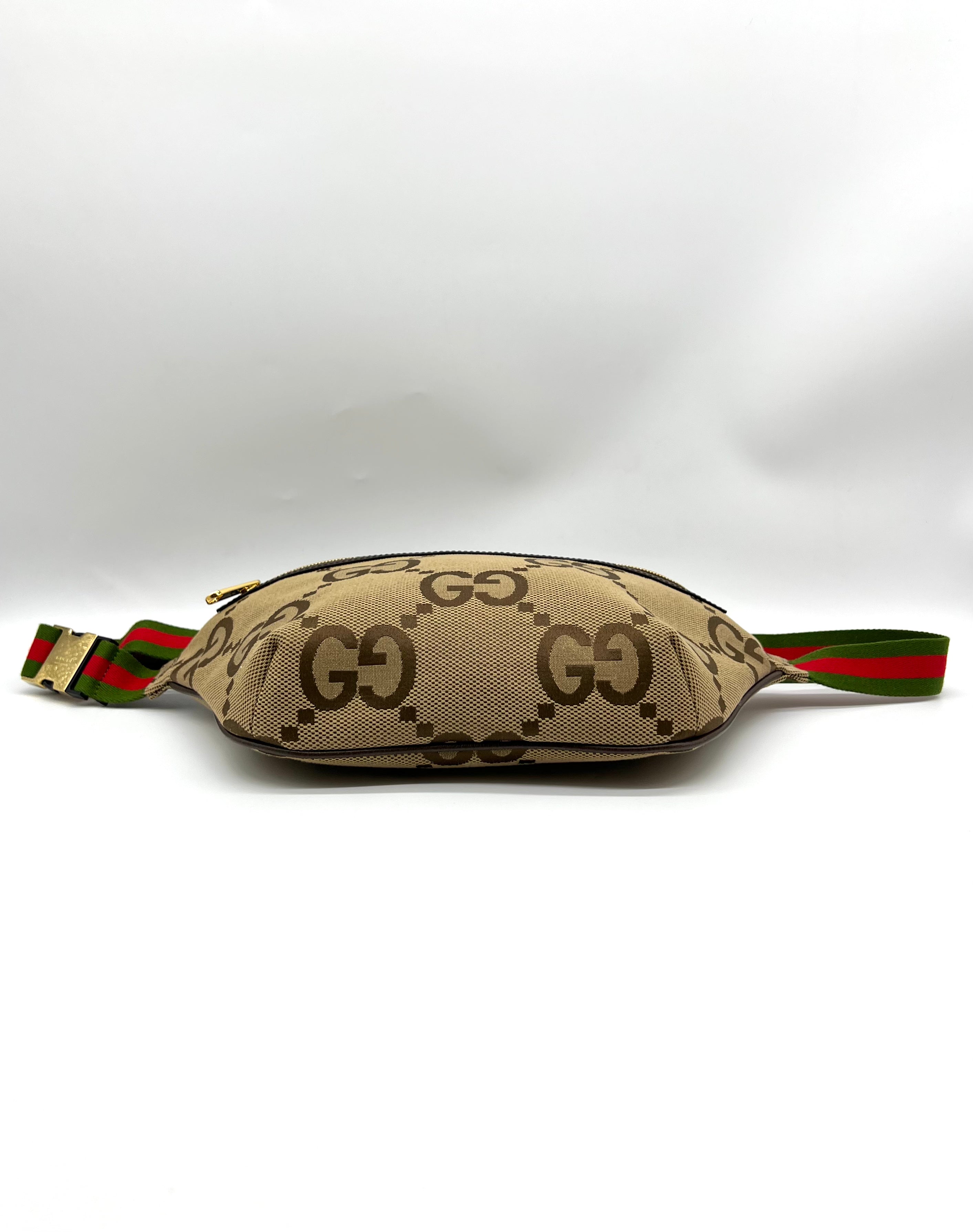 GUCCI Beige & Brown Jumbo GG Belt Bag - Reeluxs 