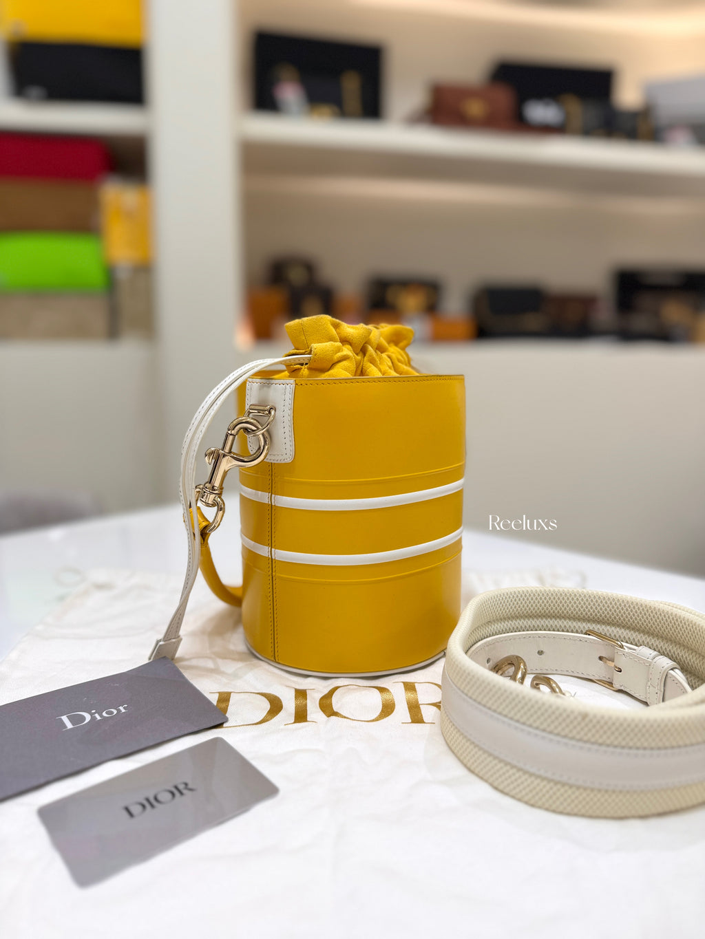 DIOR Small Vibe Bucket Bag Yellow Smooth Calfskin - Women