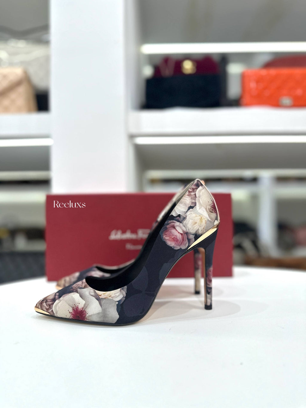 TED BAKER Kawaap Chelsea Floral Printed Court Heeled Shoes