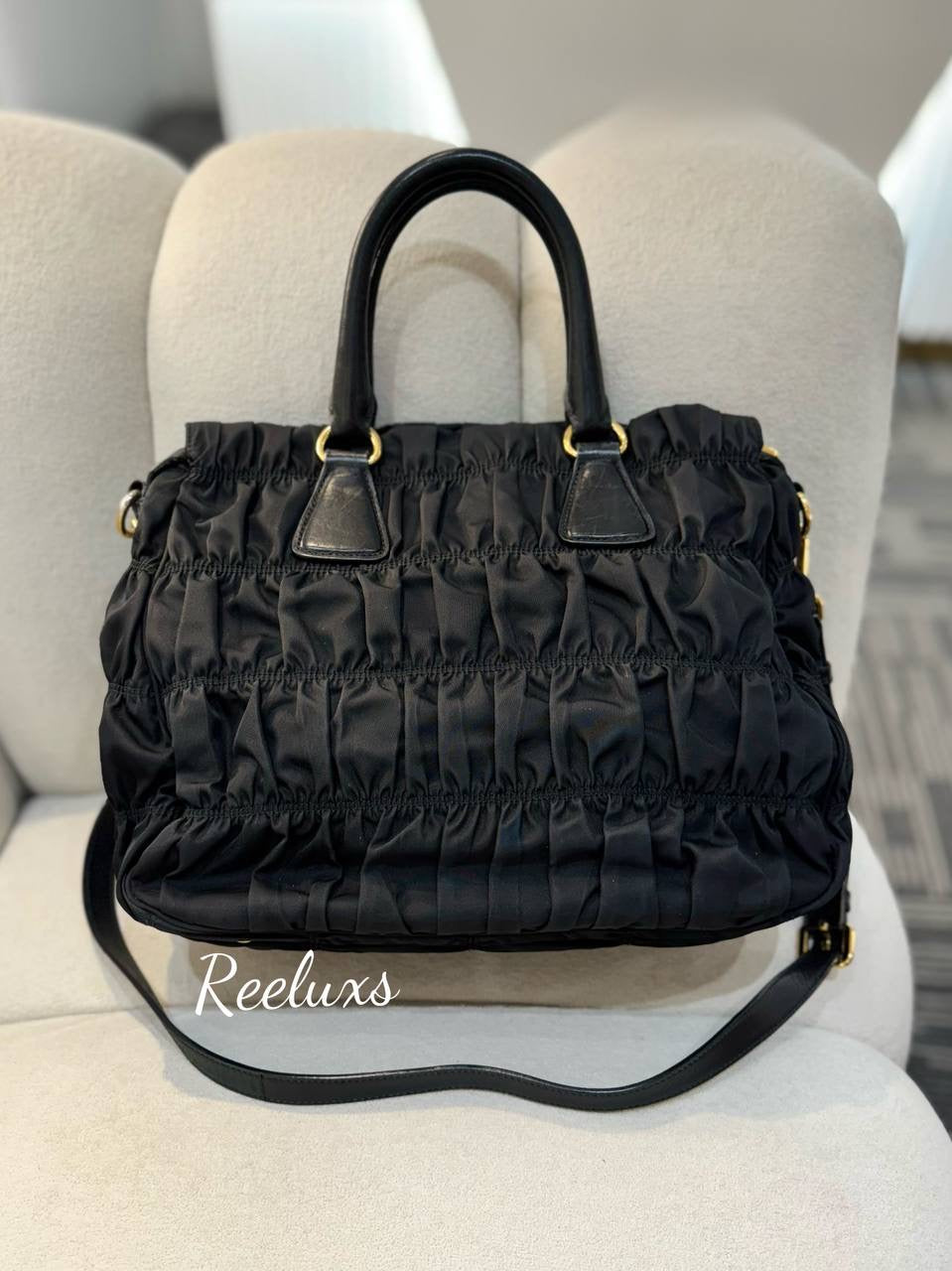 PRADA Tessuto Gaufre Nylon Handbag - Shoulder Bag ( 2-Way )