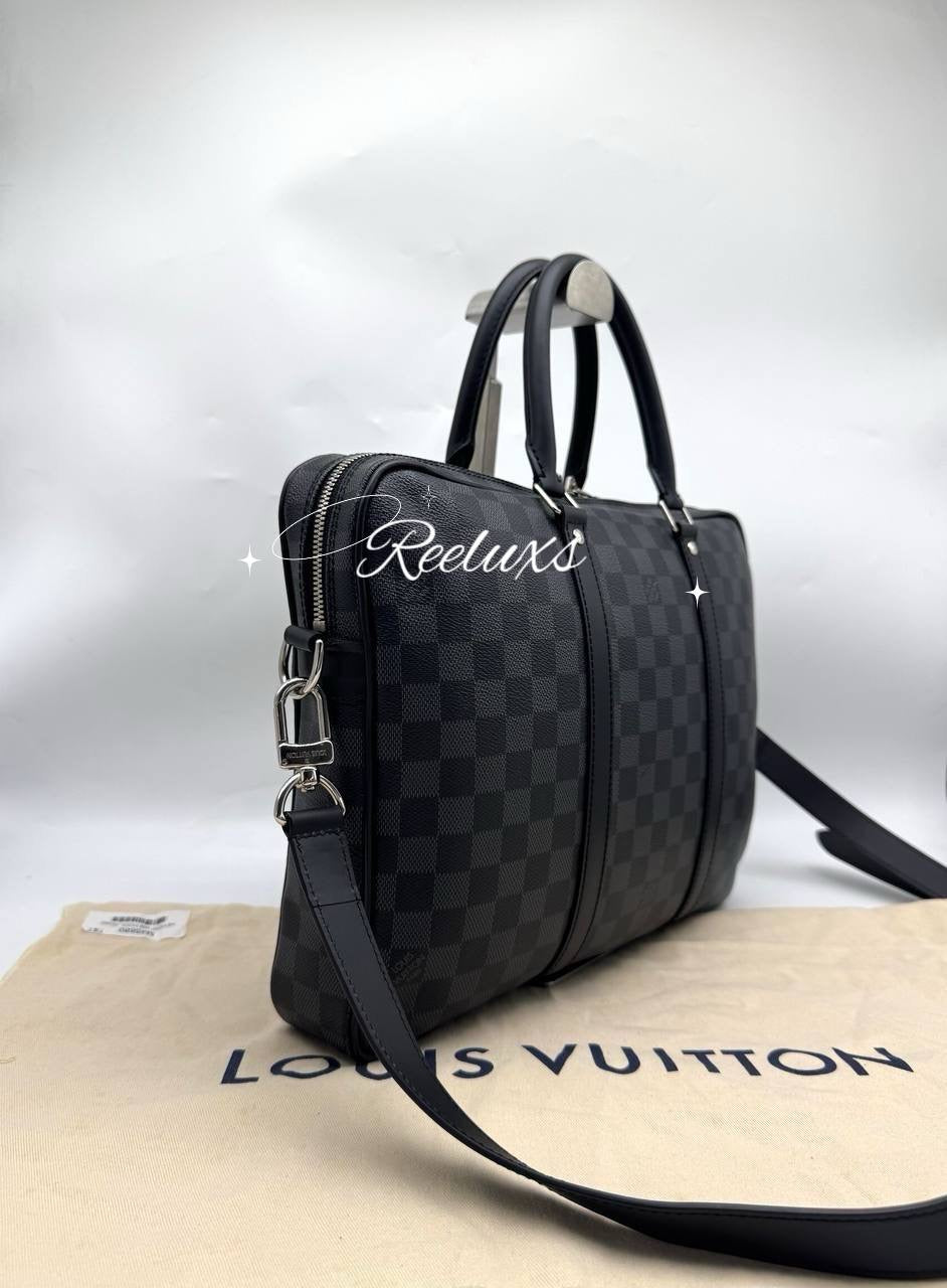 LOUIS VUITTON LV Damier Graphite Porte Documents Voyage Shoulder Bag