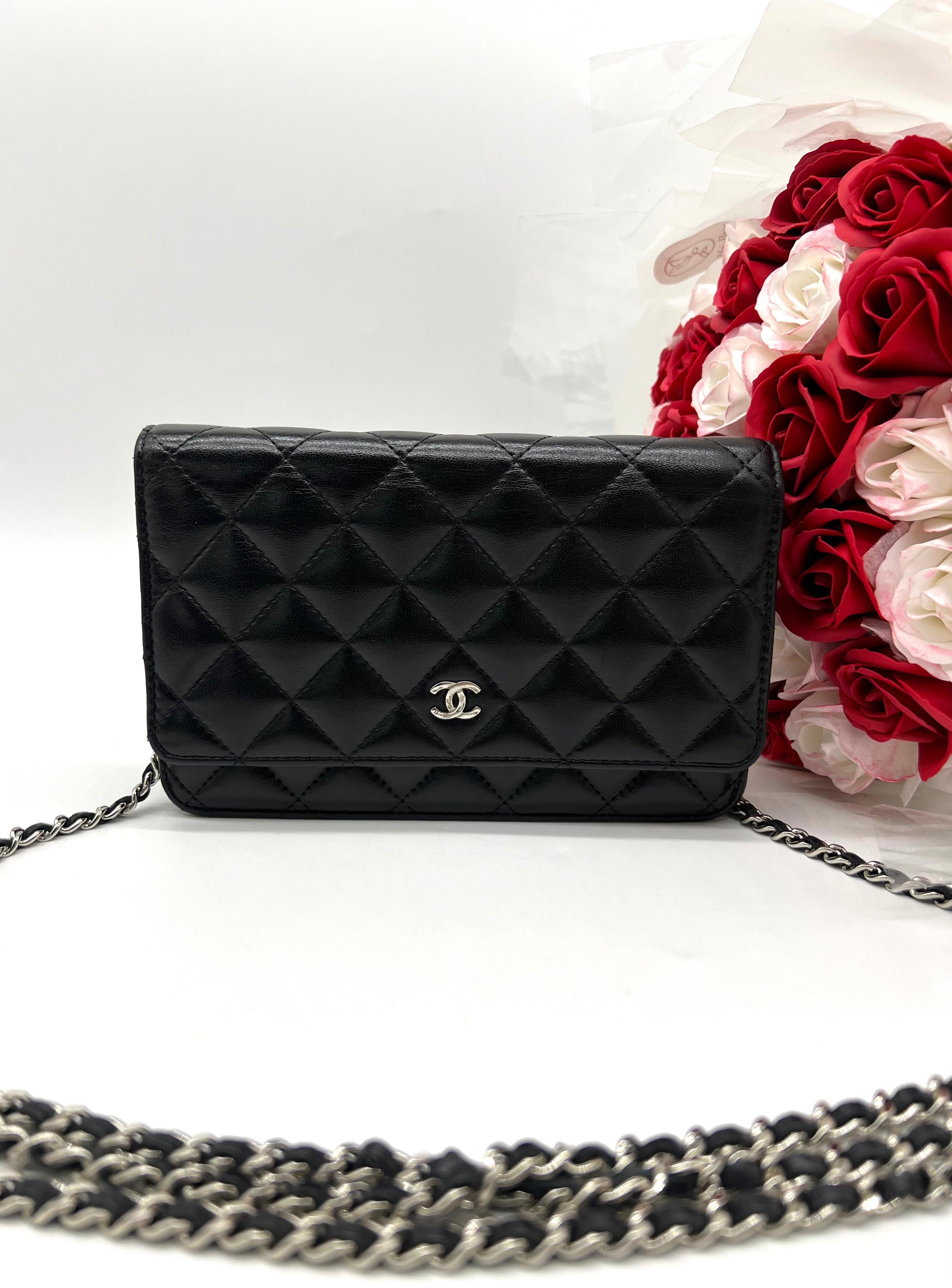 CHANEL Black Lambskin Wallet on Chain - Reeluxs 