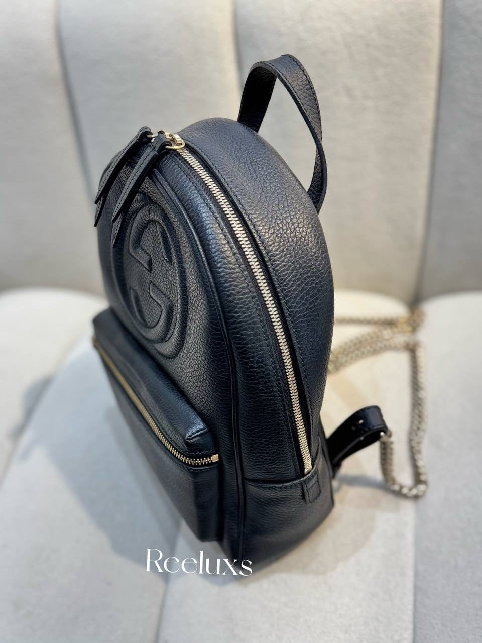 GUCCI Soho Leather Chain Backpack