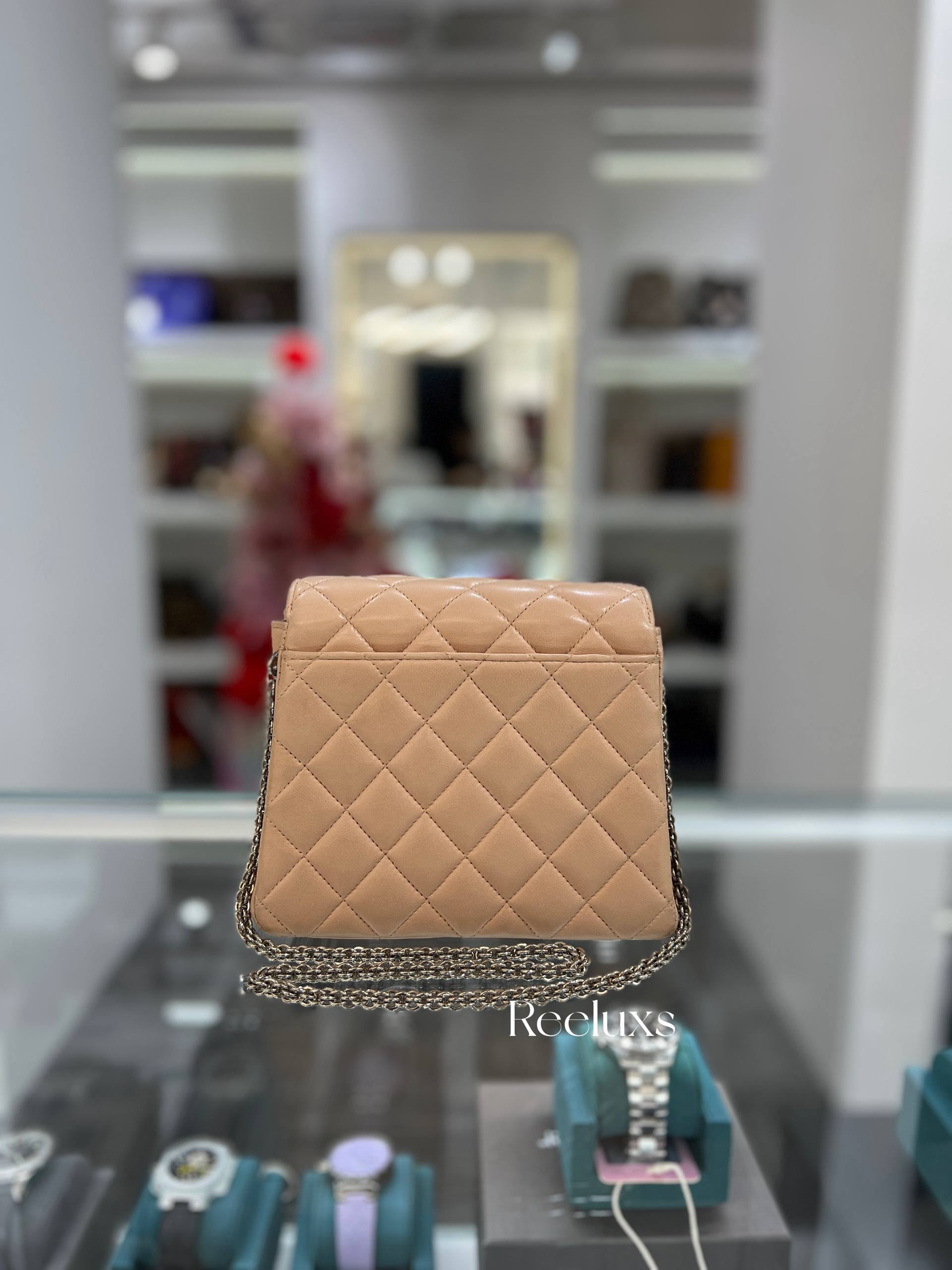 CHANEL Mini Single Flap Bag In Beige Lambskin Leather With Silver-Tone Handware