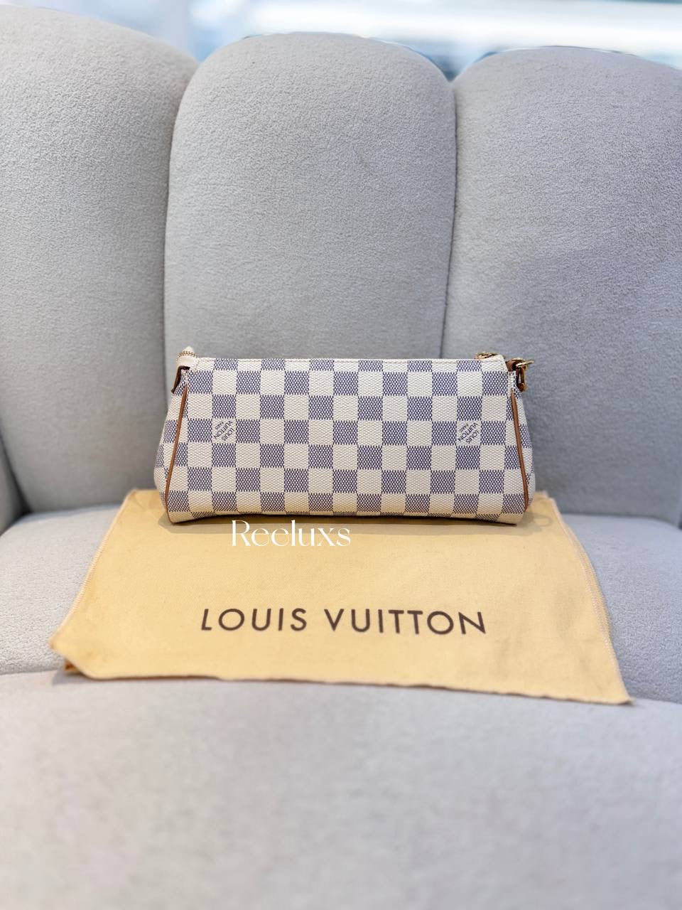 LOUIS VUITTON LV Damier Azur Eva Satchel Shoulder Bag