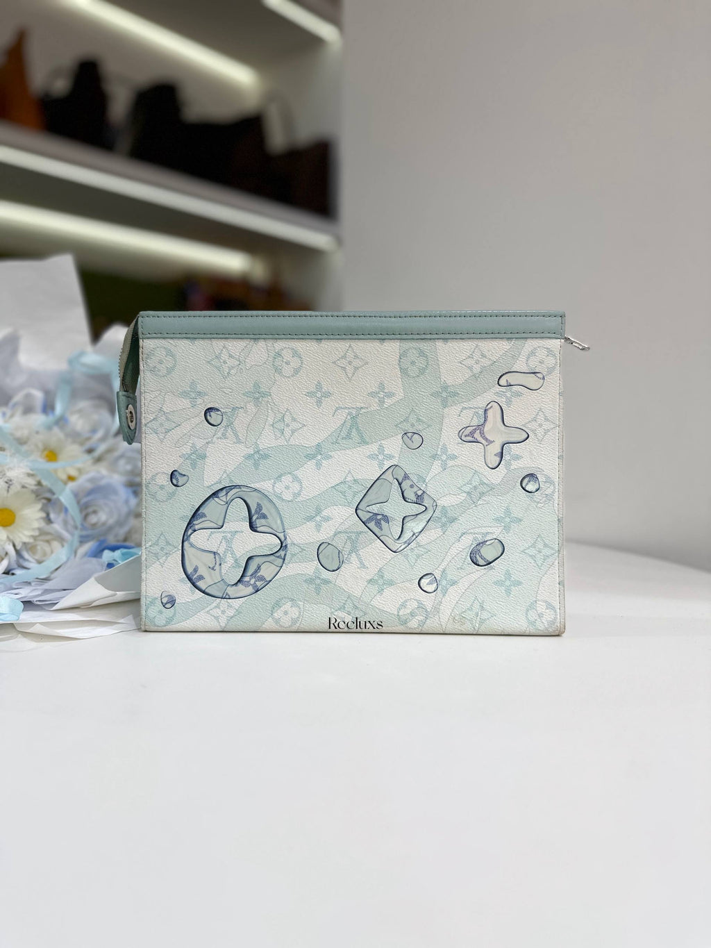 LOUIS VUITTON LV Monogram Aquagarden Pochette Voyage mm – Crystal Blue