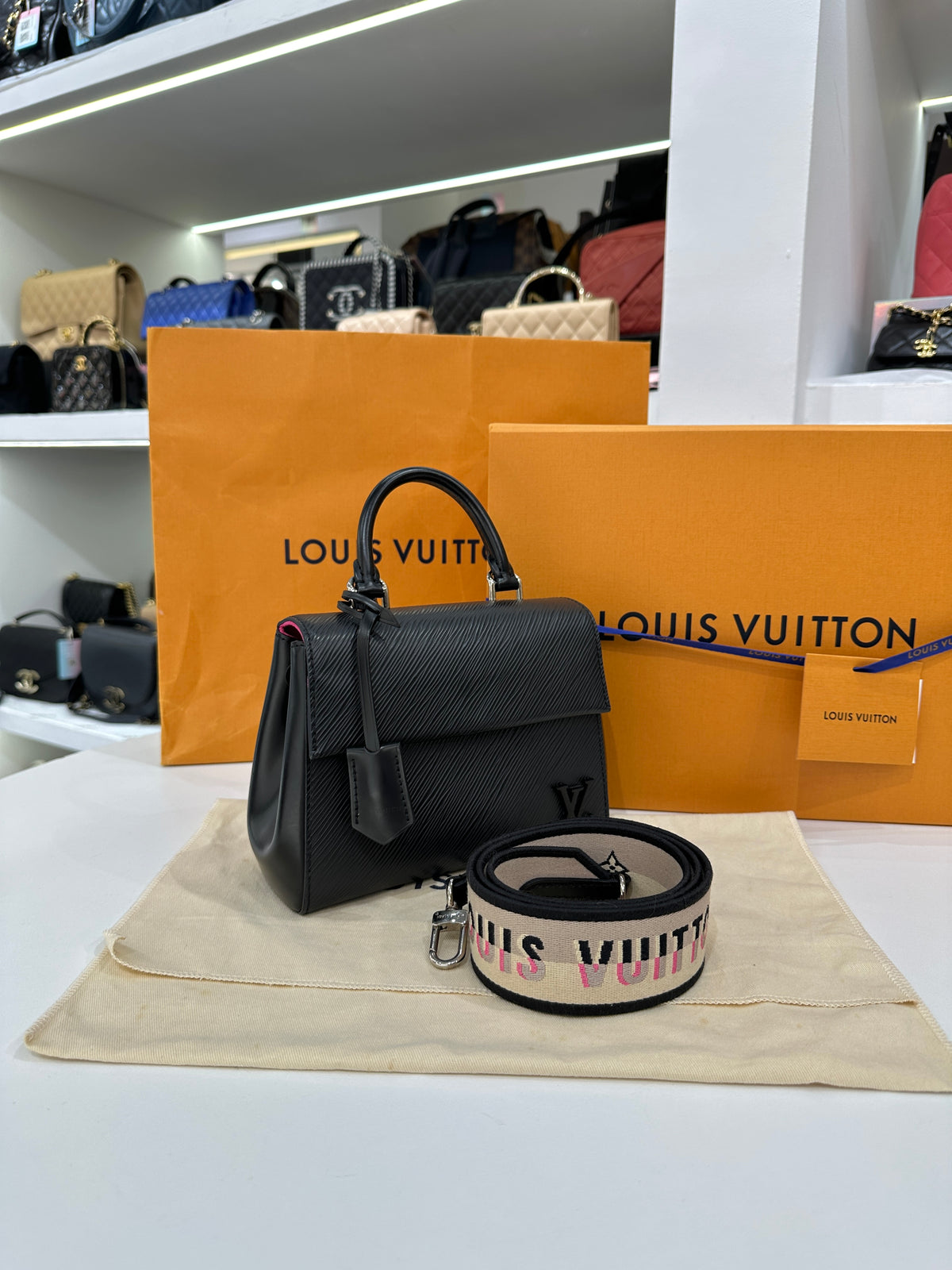 LOUIS VUITTON LV Cluny Mini in Black Epi Leather