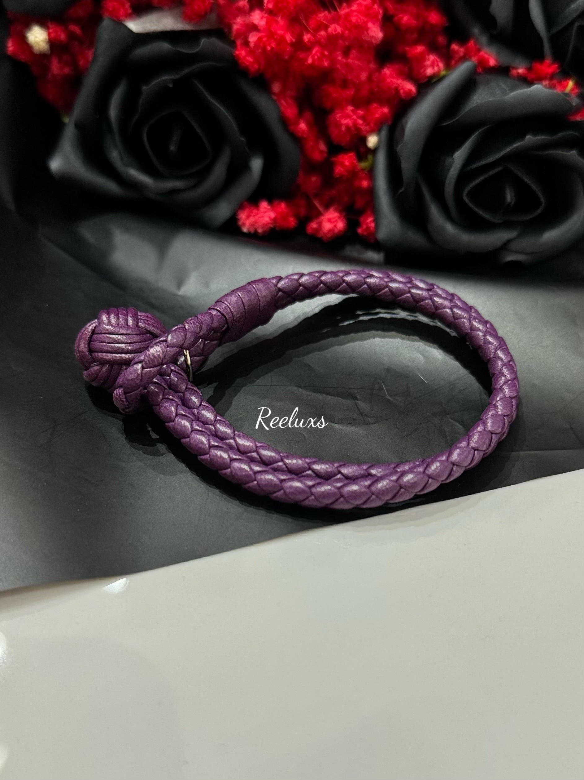 BOTTEGA   Veneta Intrecciato Bracelet Leather Purple
