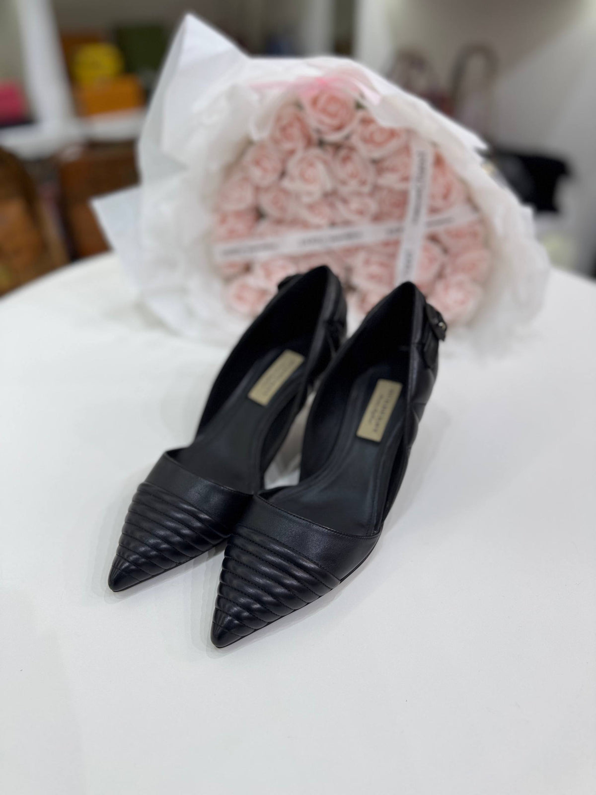BURBERRY Amalia Quilted Leather Pointed Toe D'Orsay Pumps