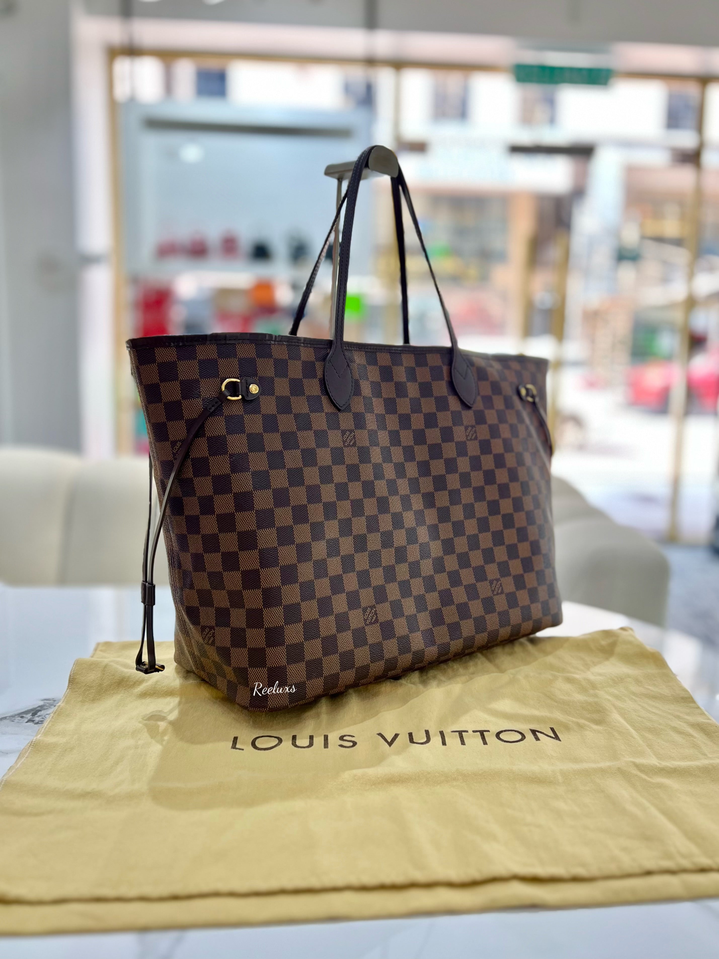 LOUIS VUITTON LV Large Damier Ebene Neverfull GM Tote Bag