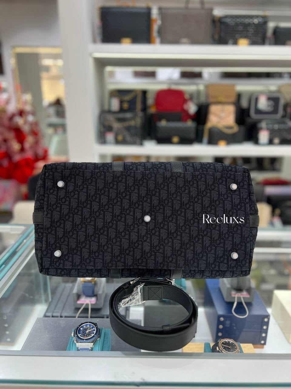 CHRISTIAN DIOR  Weekender 40 bag In Black Oblique Jacquard