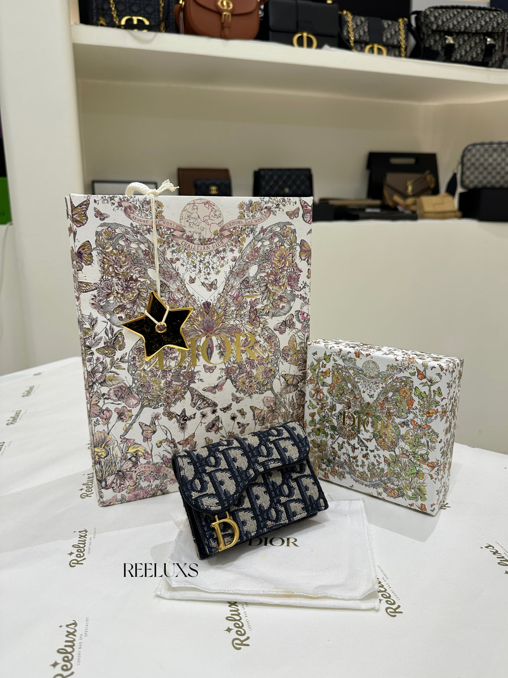 CHRISTIAN DIOR Saddle Bloom Card Holder