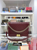 CHANEL Boy Flap Bag in Burgundy Quilted Leather with Gold-Tone Hardware