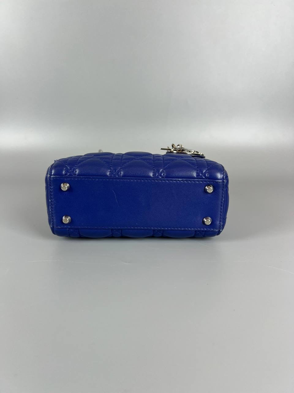 CHRISTIAN DIOR Lady Mini Blue Chain Flap Ver 2 Way  Shoulder Bag