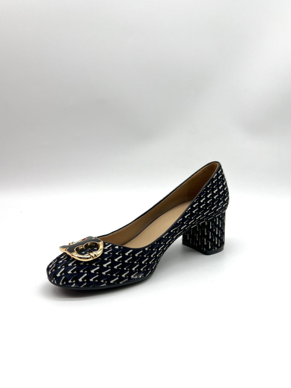 Tory Burch Gemini Women's Link Calf Hair Navy Pump - Reeluxs 