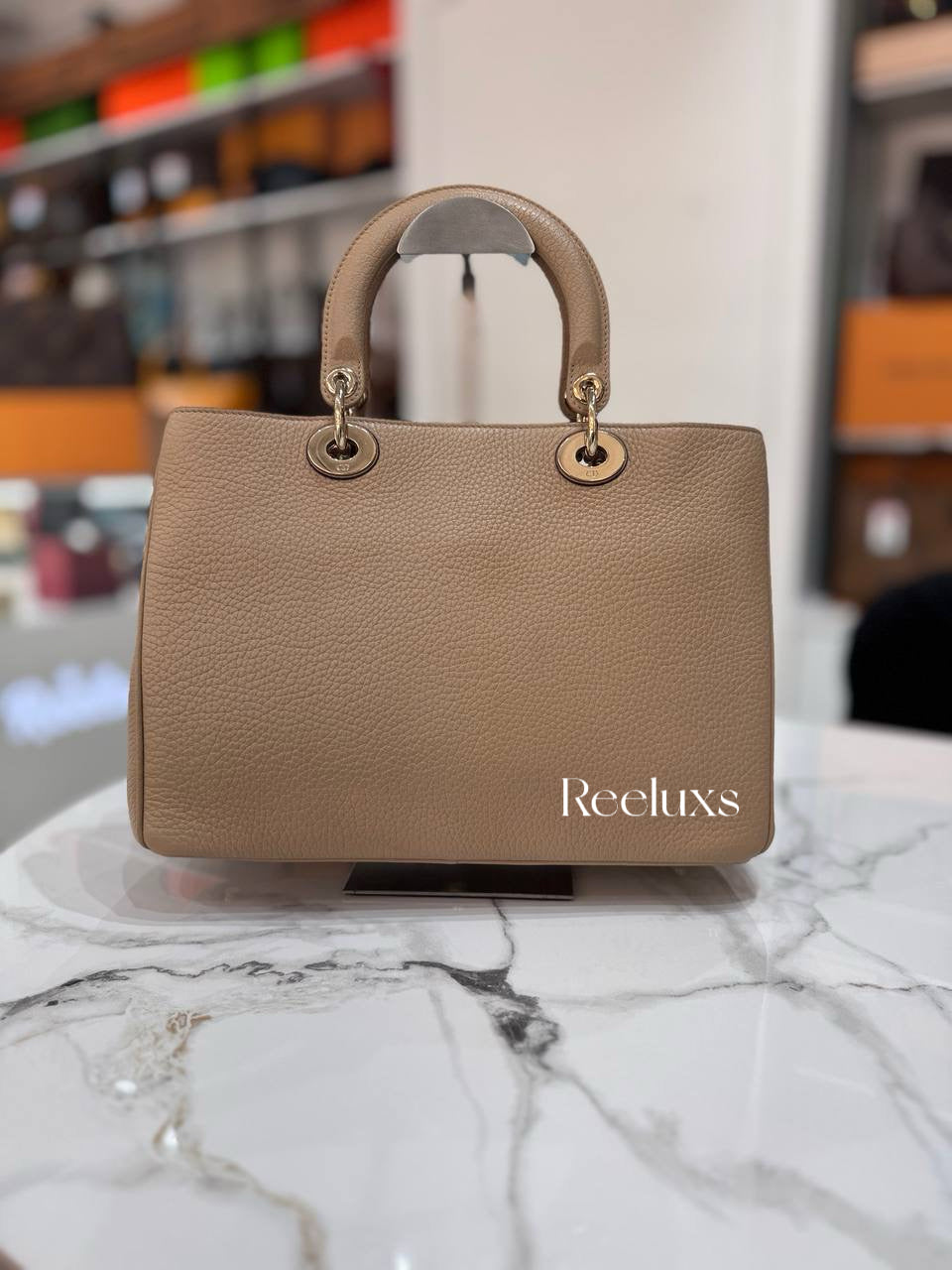 CHRISTIAN DIOR Diorissimo Medium Beige Leather