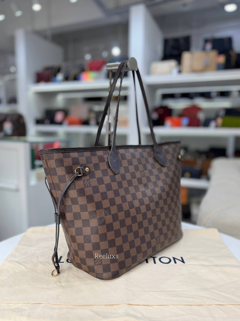 LOUIS VUITTON LV Neverfull MM Tote bag Damier Ebene Canvas