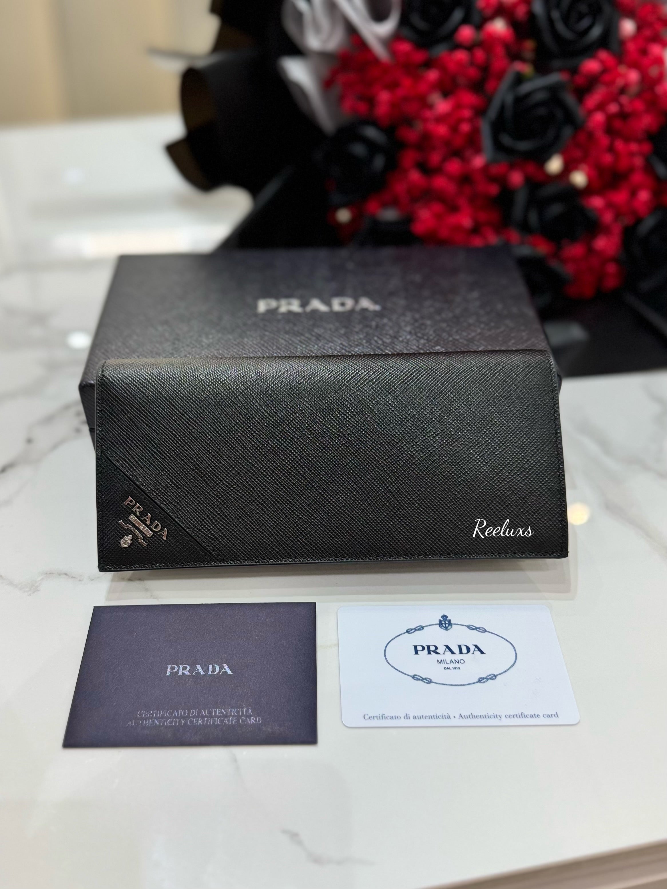 PRADA Black Saffiano Bifold Long Wallet