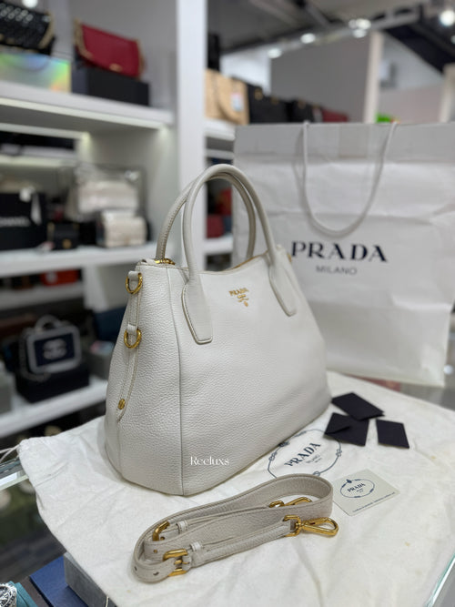 PRADA Vitello Daino Leather Sacca 2 Manici Tote