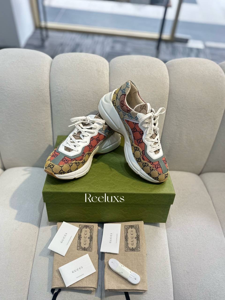 FullSet GUCCI Rhyton GG Multicolor Sneaker Men's Shoes Size 10