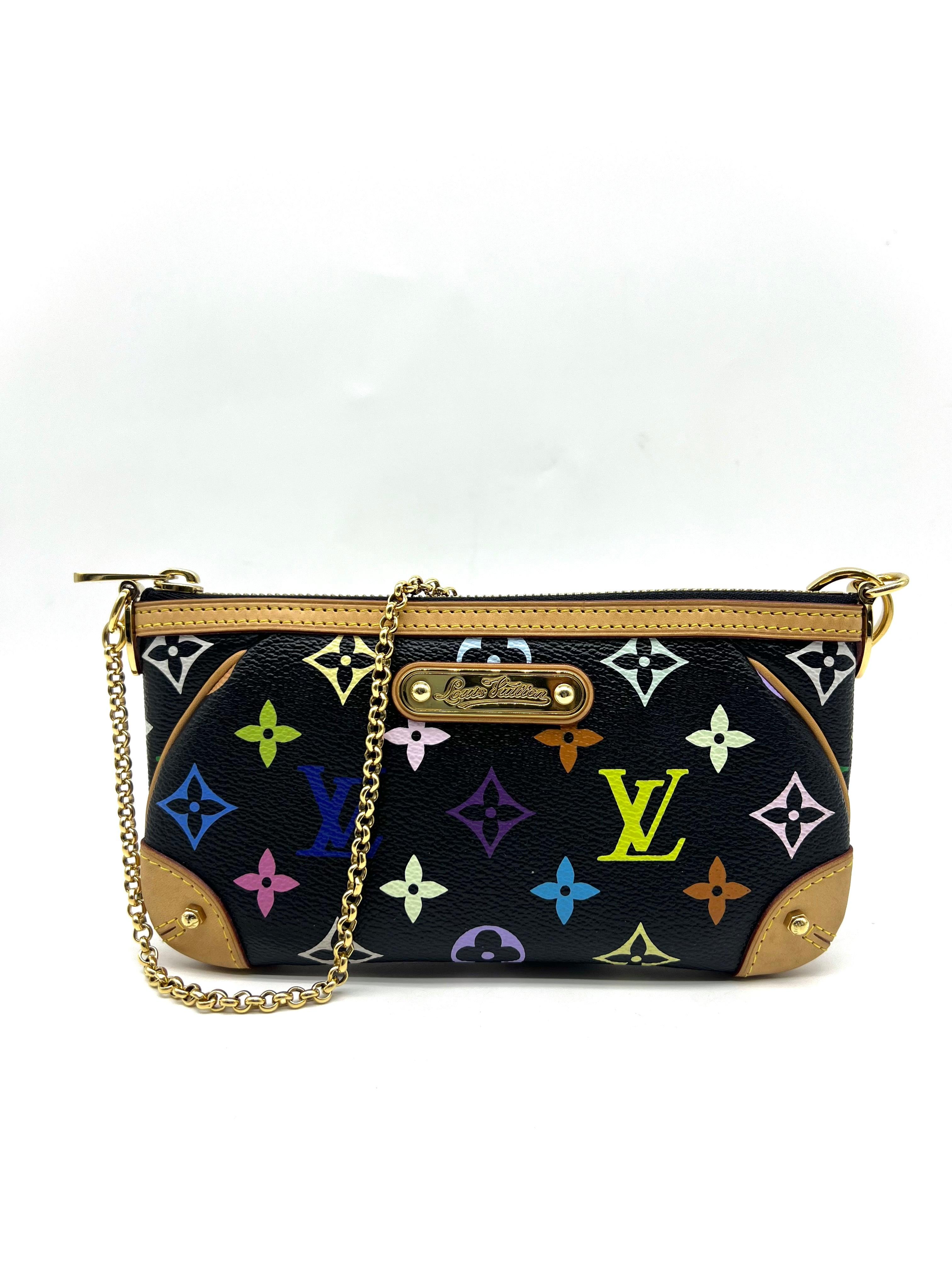 LOUIS VUITTON Black Monogram Multicolore Milla MM Pochette Bag - Reeluxs 