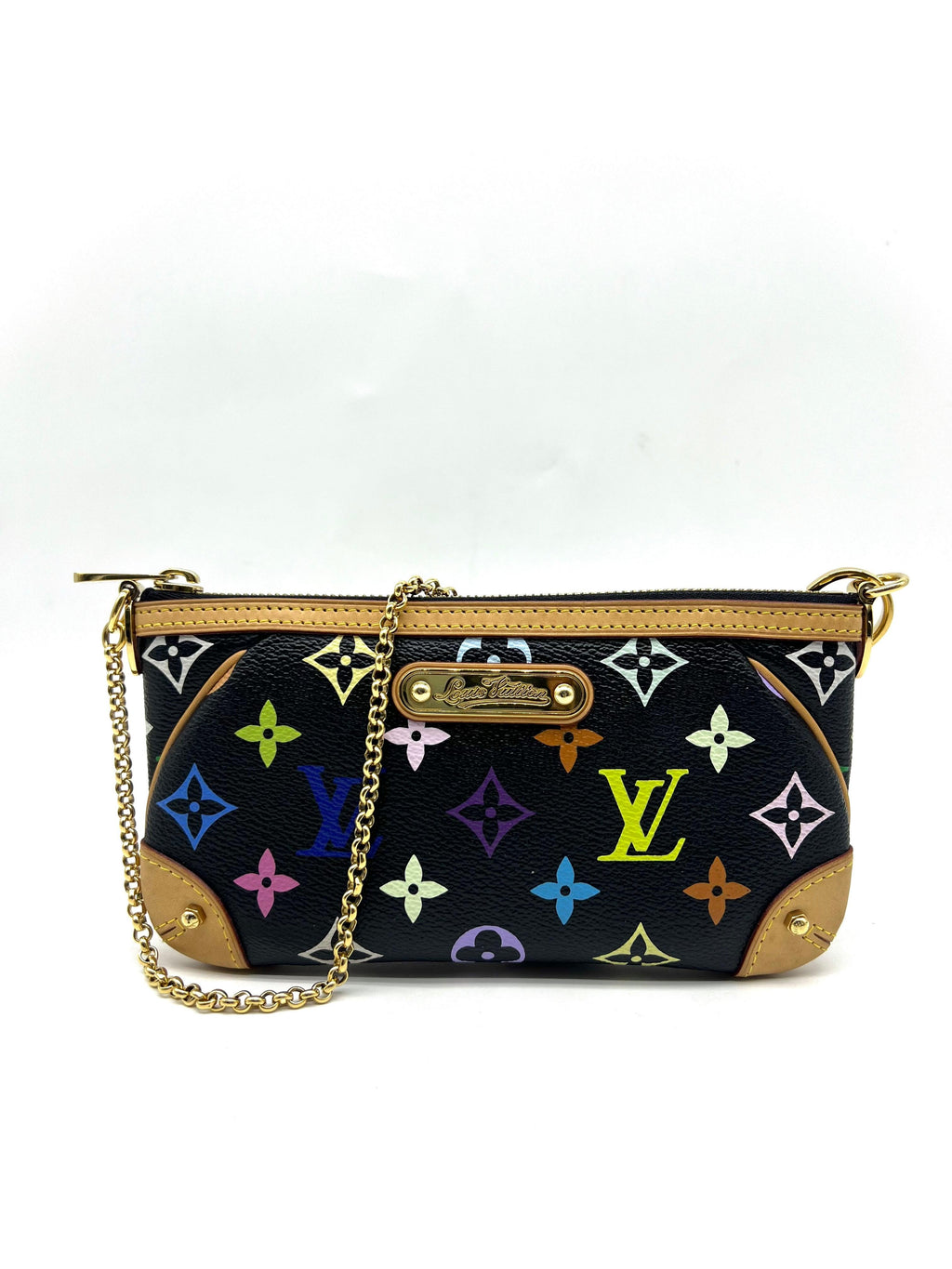 LOUIS VUITTON Black Monogram Multicolore Milla MM Pochette Bag - Reeluxs 