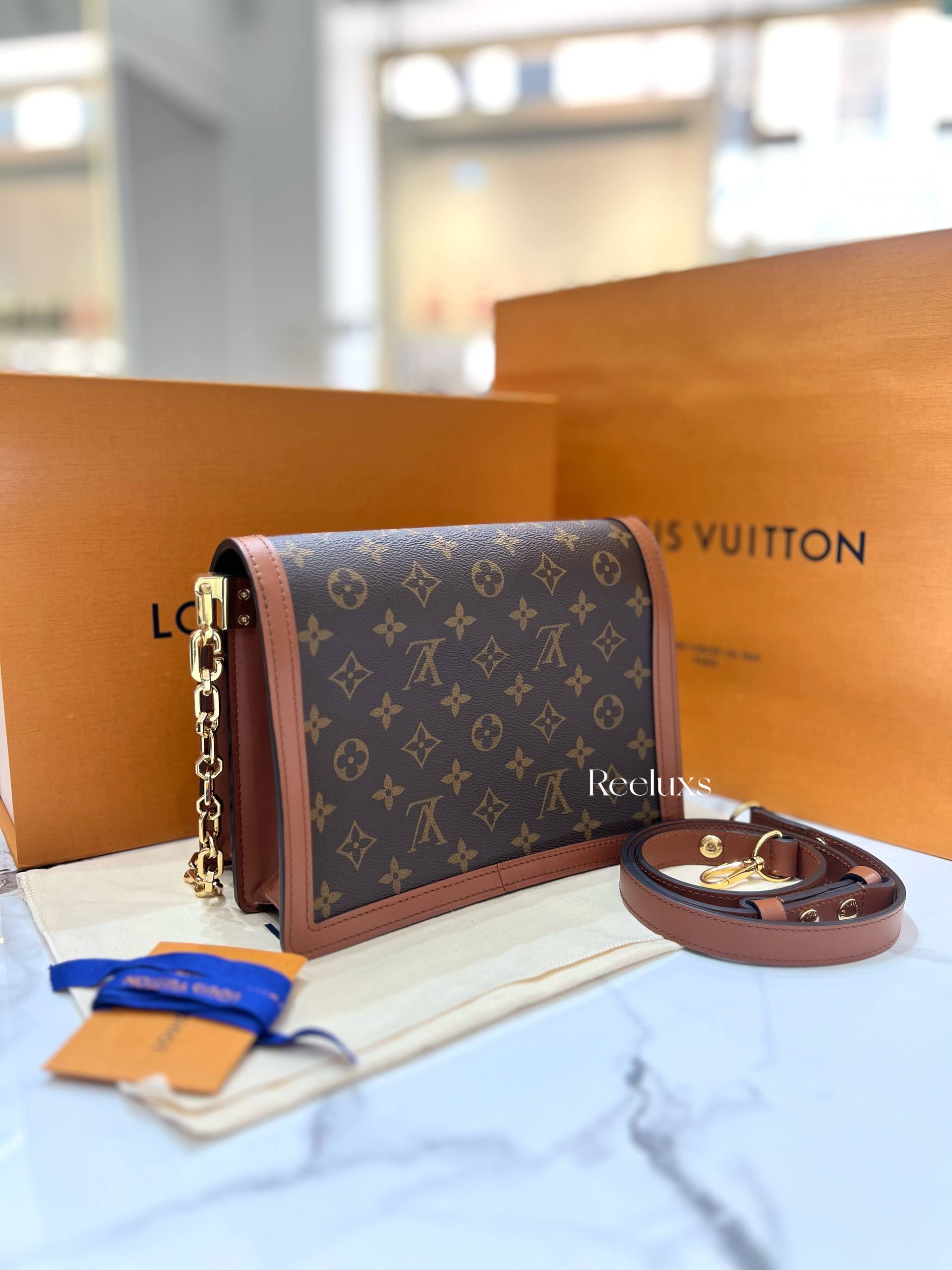 2024 Micrcochip NFC FULL SET LOUIS VUITTON LV Dauphine MM Other Monogram Canvas Shoulder Bag